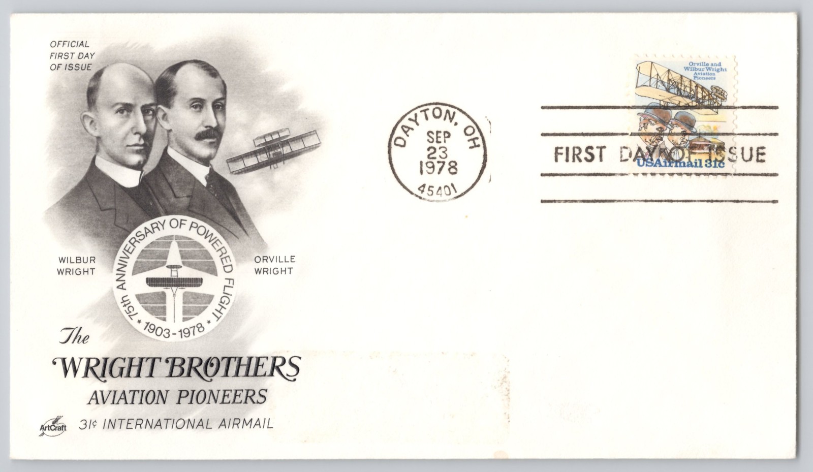 Dayton, OH, Wright Brothers 75th Anniversary Aviation Pioneers, — 1978 — 31¢