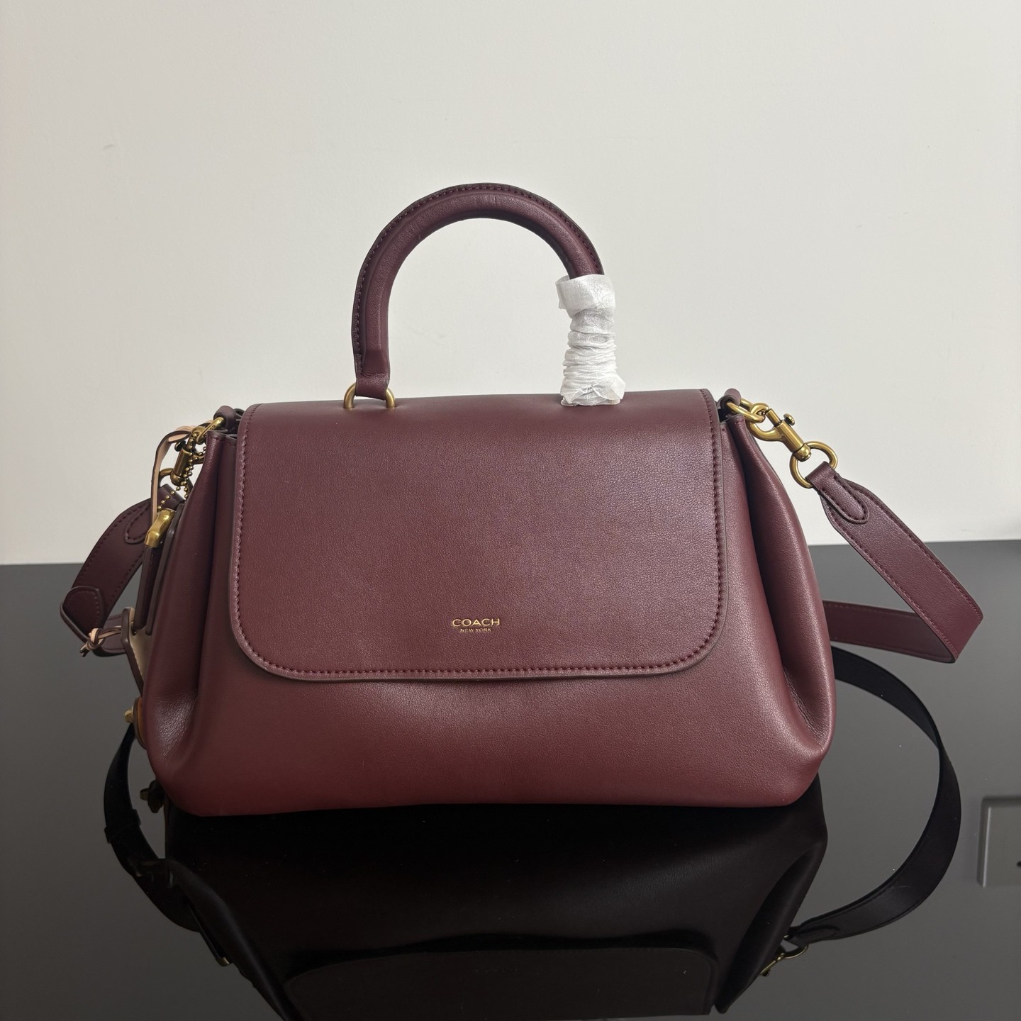 COACH Slouchy Rogue Top CCC39 Merlot Leather Outlet NWT