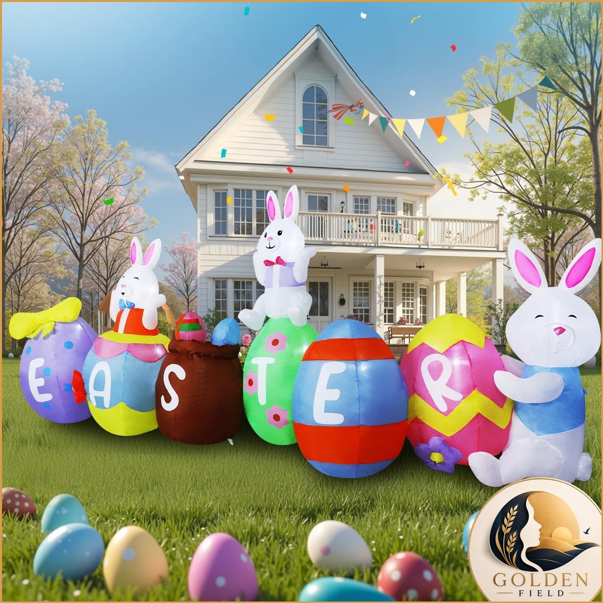 Dawdix 10FT Easter Inflatables Outdoor Decorations, Large Easter Blow Up Bunny Dawdix 10FT Easter Inflatables Outdoor Decorations, Large Easter Blow Up Bunny