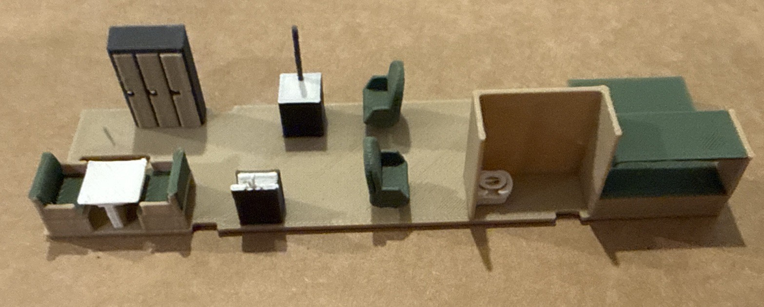 HO Bay Window Caboose Interior Green Fits Athearn Very Clean 3-D Print In Color
