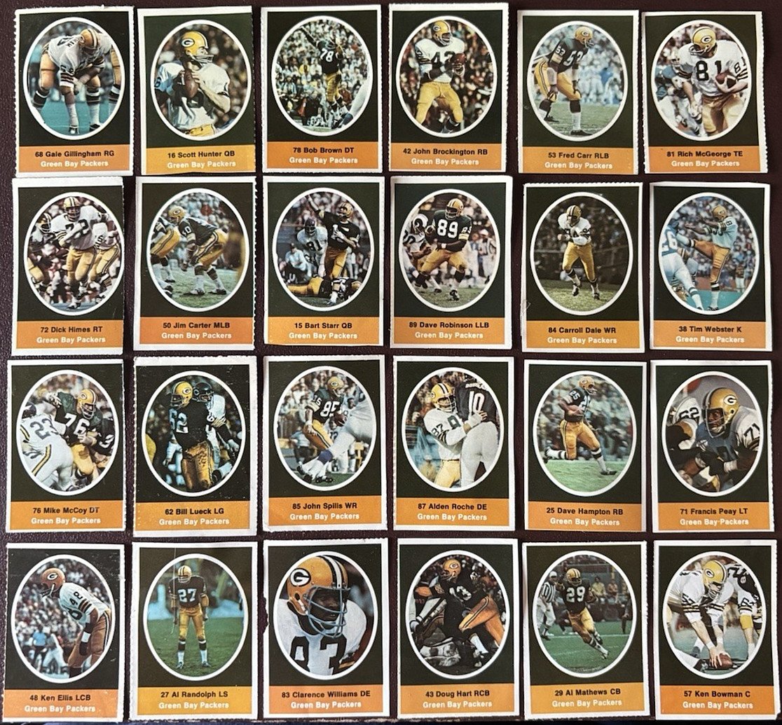 1972 Sunoco NFL (Packers) Complete Set w/Bart Starr (24-USED) 1972 Sunoco NFL (Packers) Complete Set w/Bart Starr (24-USED)