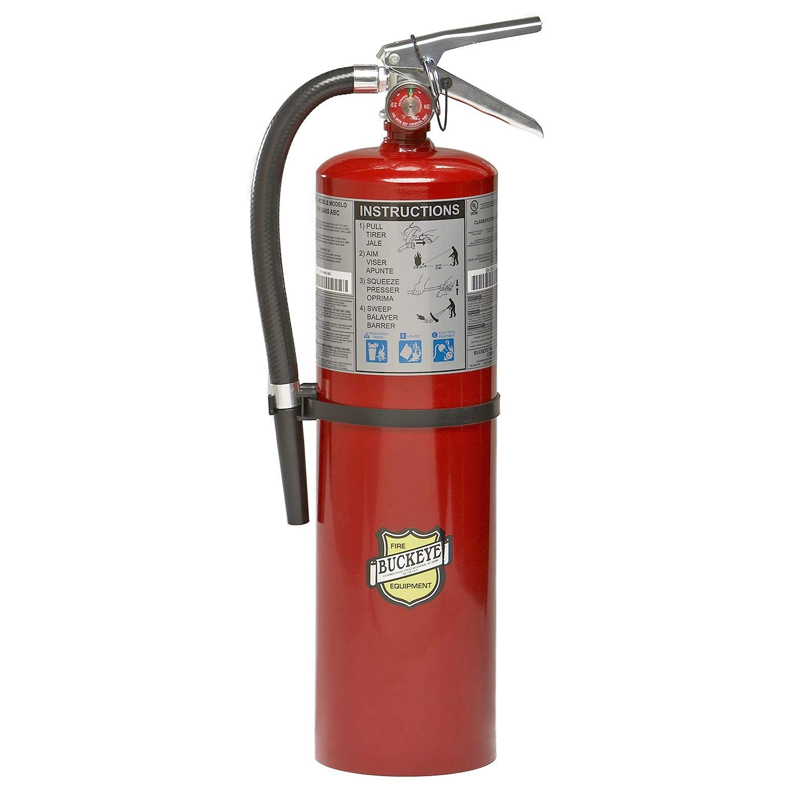 Buckeye 10 Lb Red Dry Chemical Fire Extinguisher Ul 4A 80B C 21 In Height