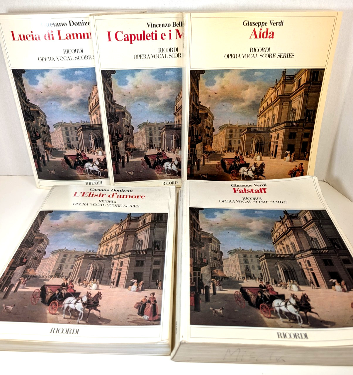 Lot of 5 RICORDI Opera Vocal Score Series Books~Falstaff~Aida~L\'Elisir d\'Amore