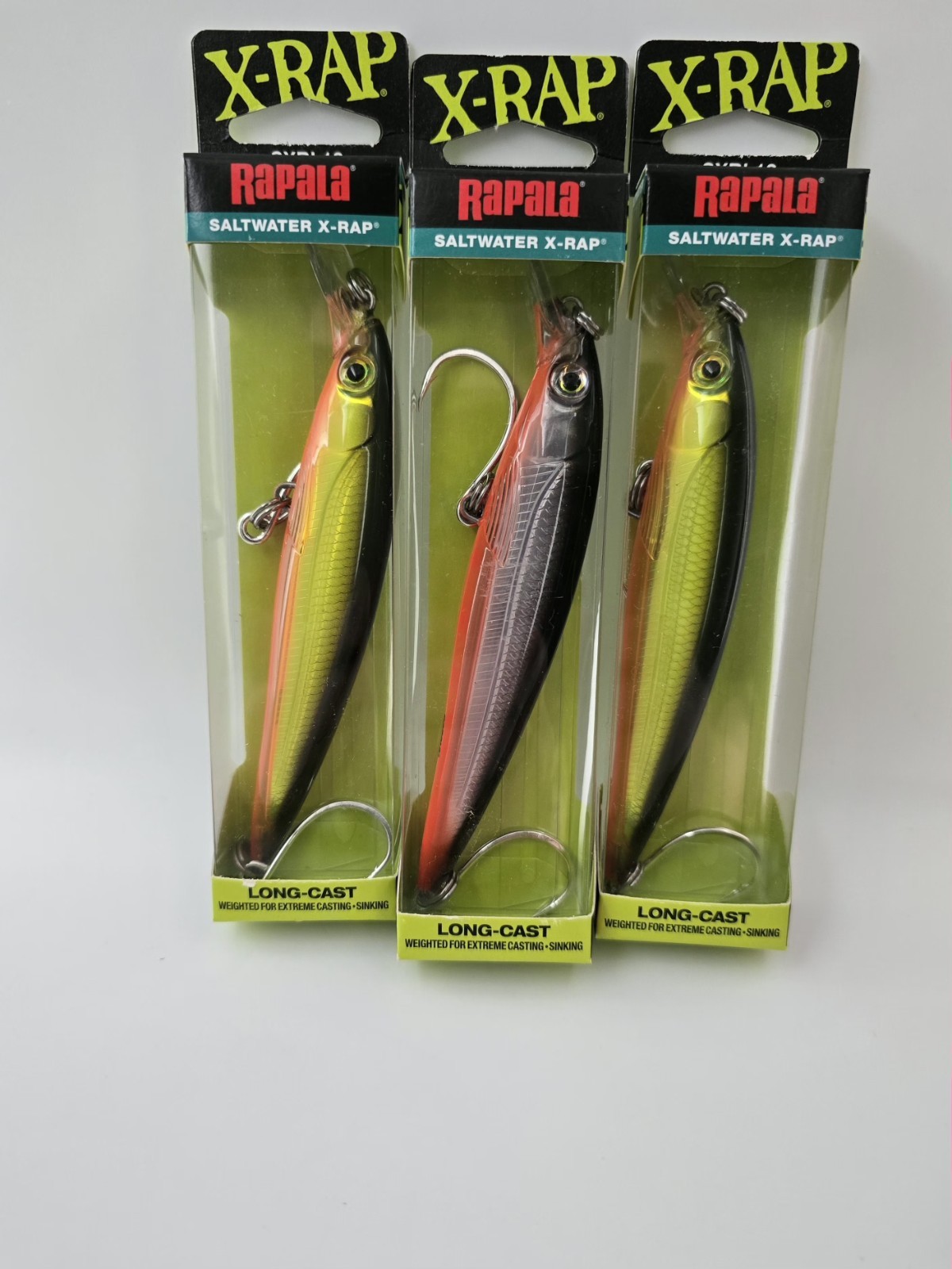 3x  RAPALA X-RAP LONGCAST 1-1/4OZ SXRL12 Lot In Two Great Colors 