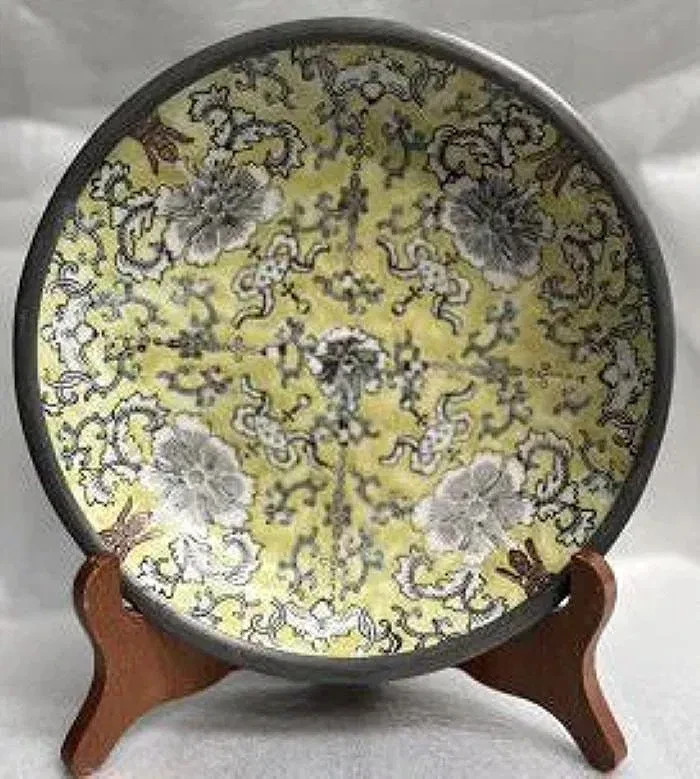 Vintage ACF Japanese Porcelian Ware Pewter Encased Bowl 8