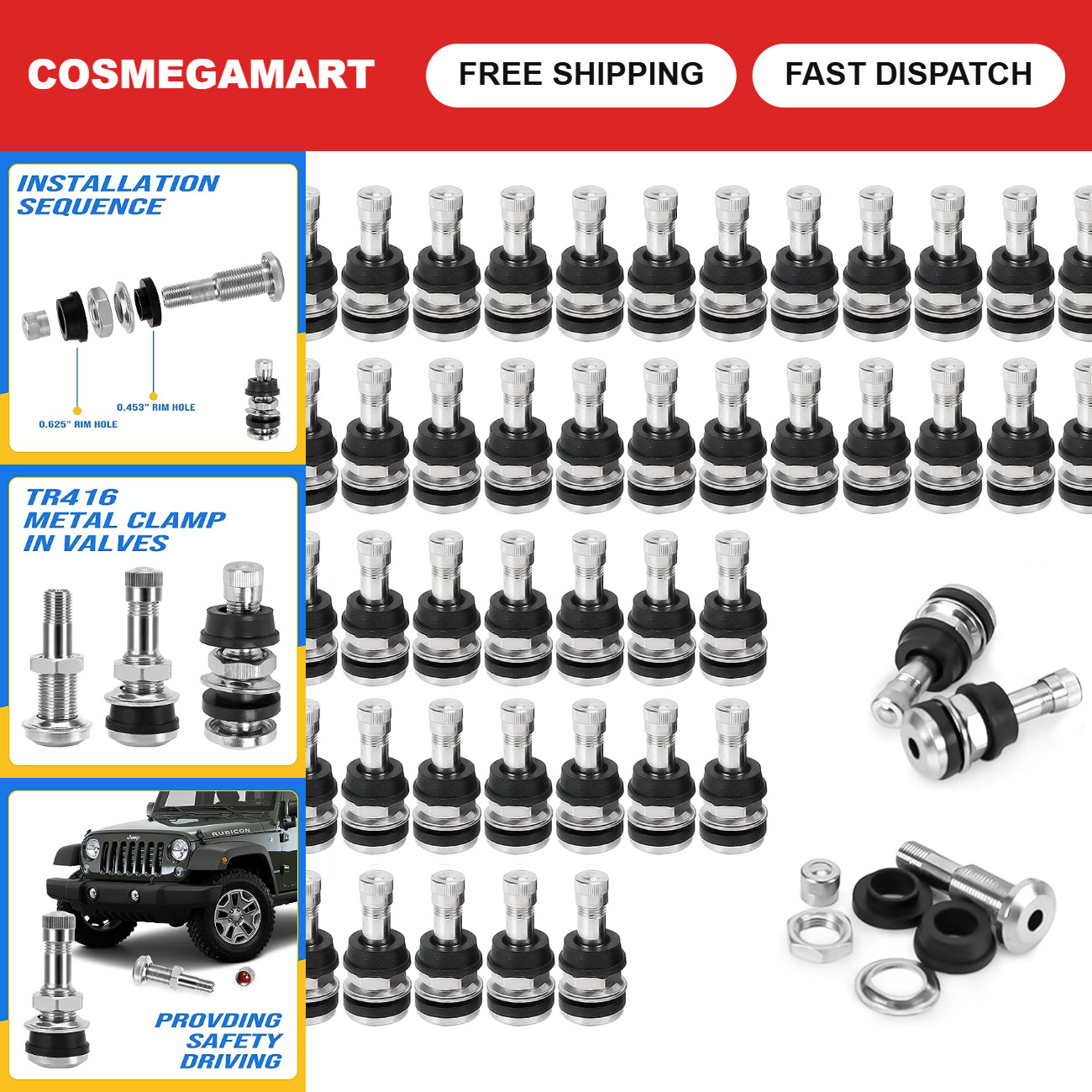 50 TR416 Metal Valve Stems for .453\ 50 TR416 Metal Valve Stems for .453\