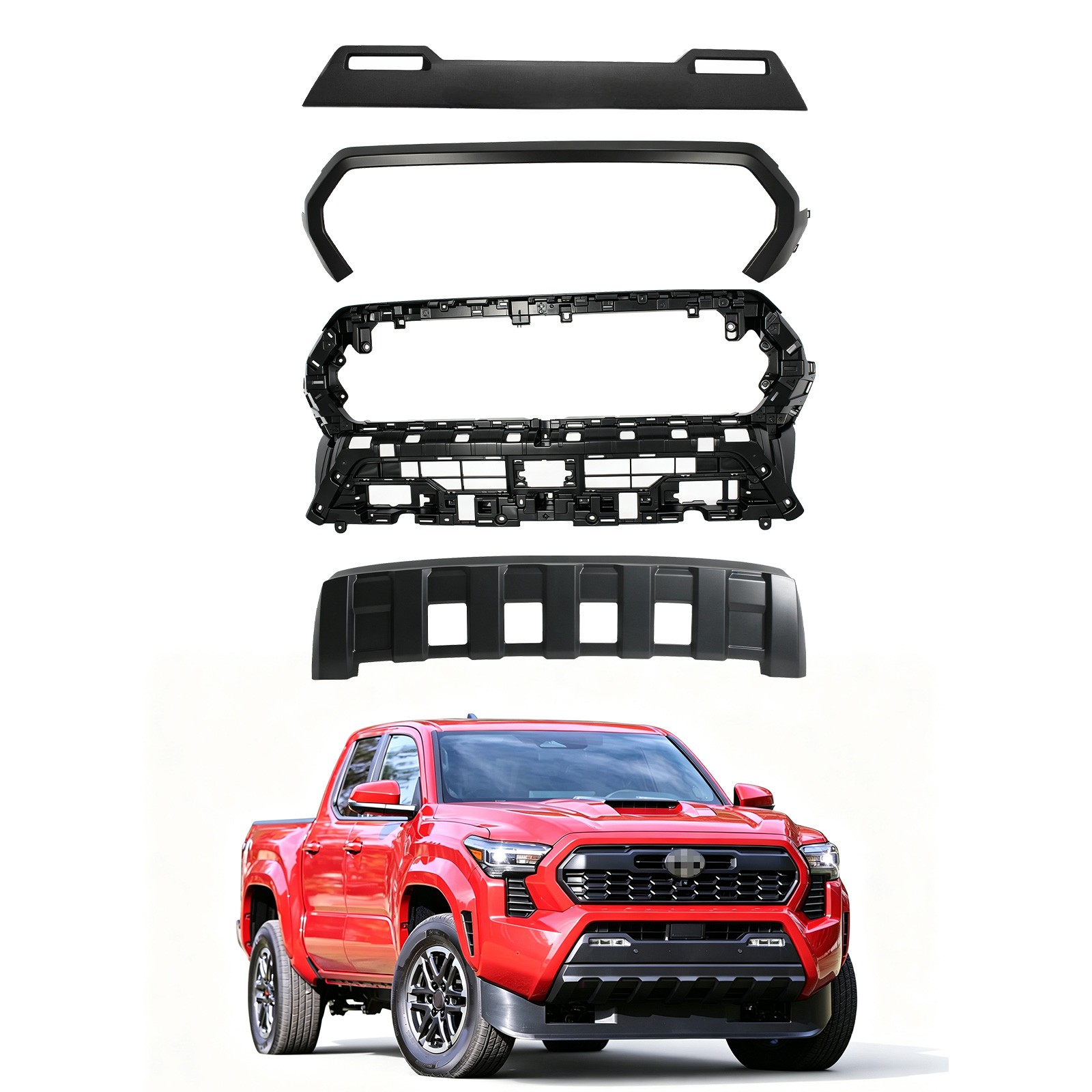 Front Bumper Grille Kit W/ Fog Valance For 2024‑2025 Toyota Tacoma