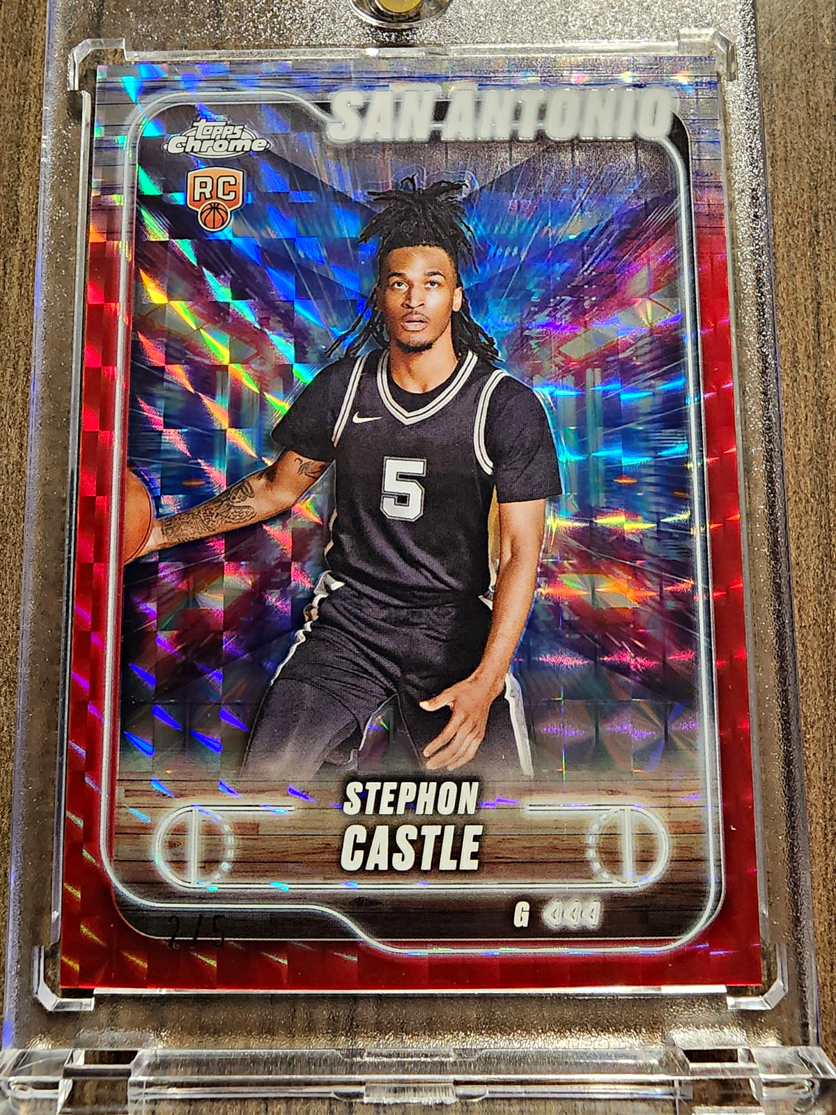 2024-25 Topps Chrome Sapphire Edition Red /5 RC Stephon Castle Spurs #122