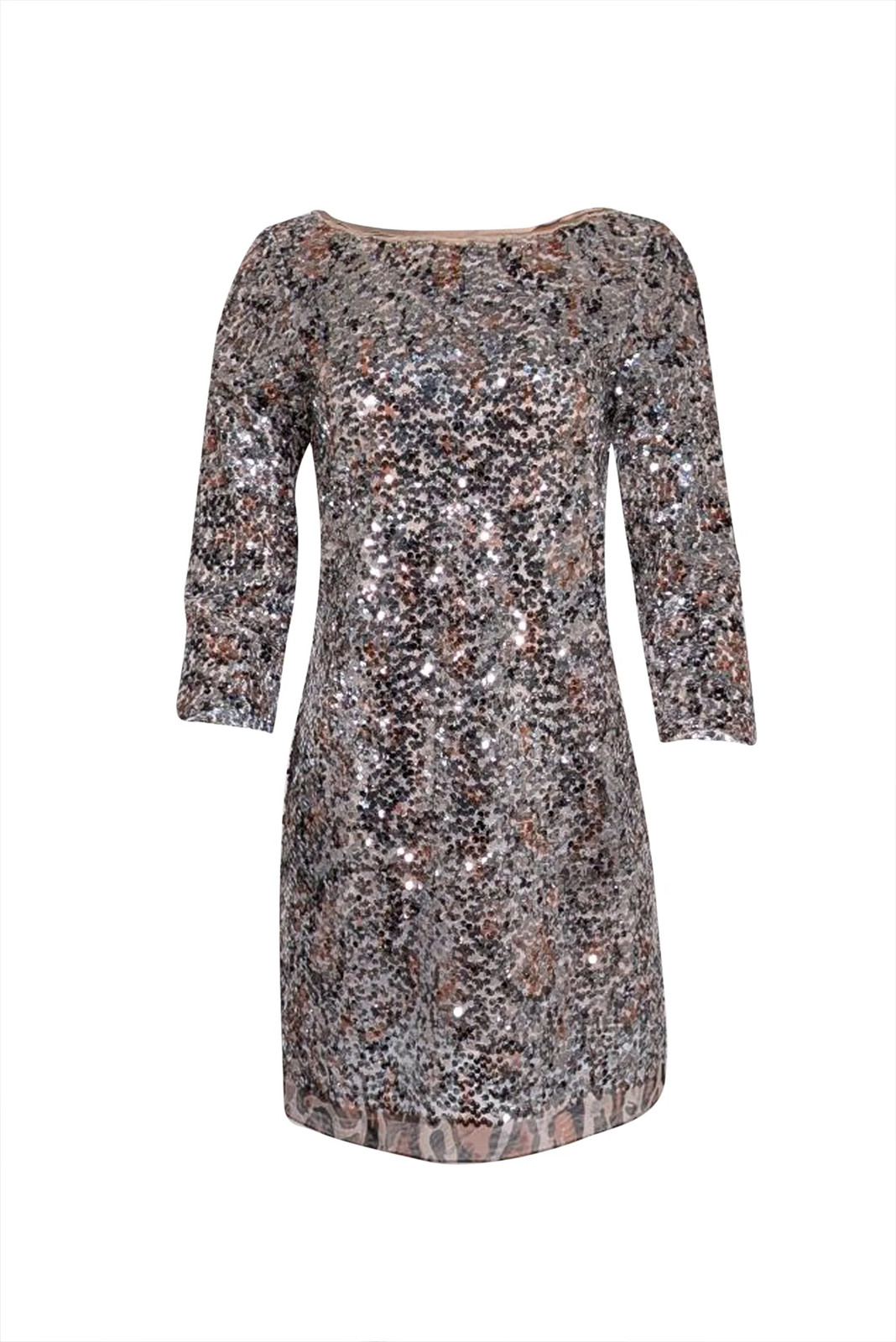 Elie Tahari - Leopard Print Sequins Long Sleeve Mini Dress Sz 4 Elie Tahari - Leopard Print Sequins Long Sleeve Mini Dress Sz 4