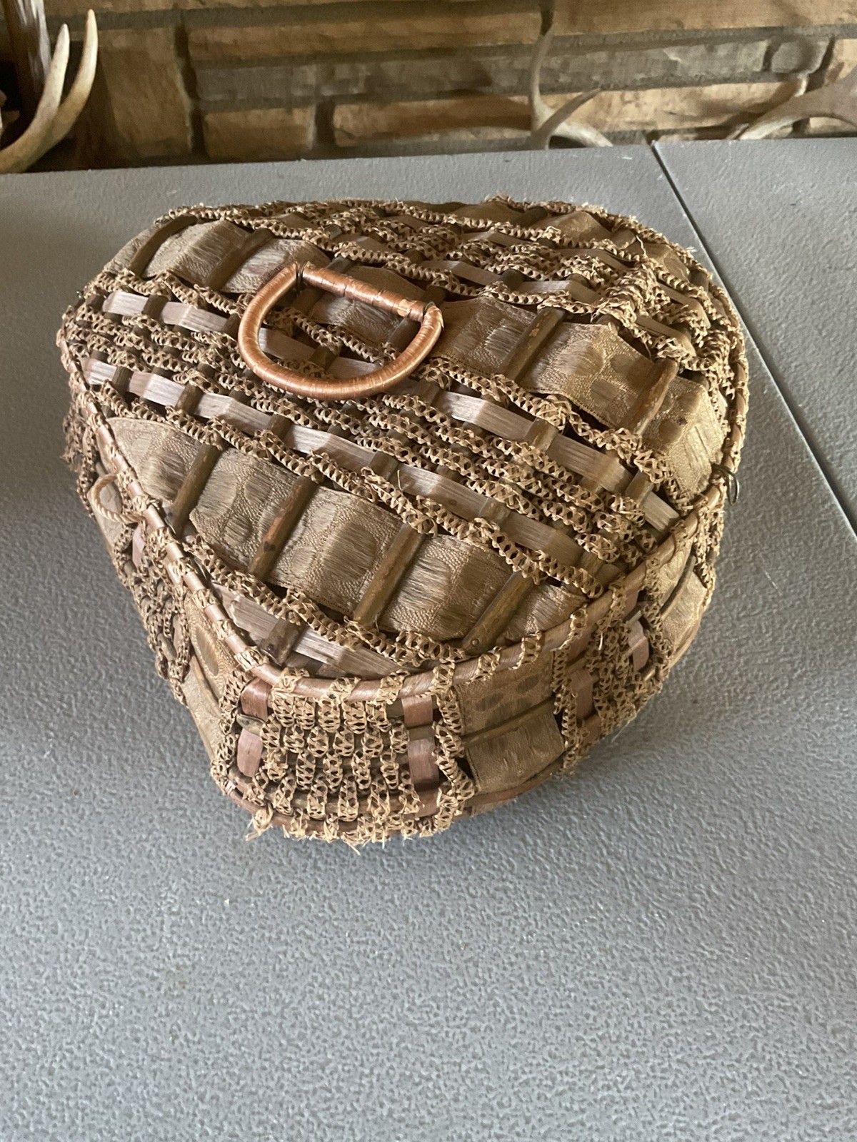 Antique 1930’s German Wicker Woven Sewing Basket W/satin Lining Antique 1930’s German Wicker Woven Sewing Basket W/satin Lining