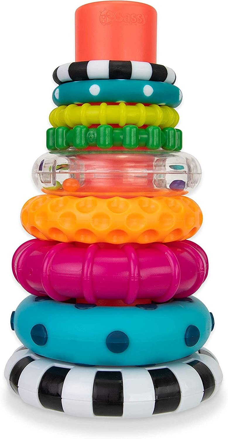 Stacks of Circles Stacking Ring STEM Learning Toy, 9 Piece Set, Age 6+ Months