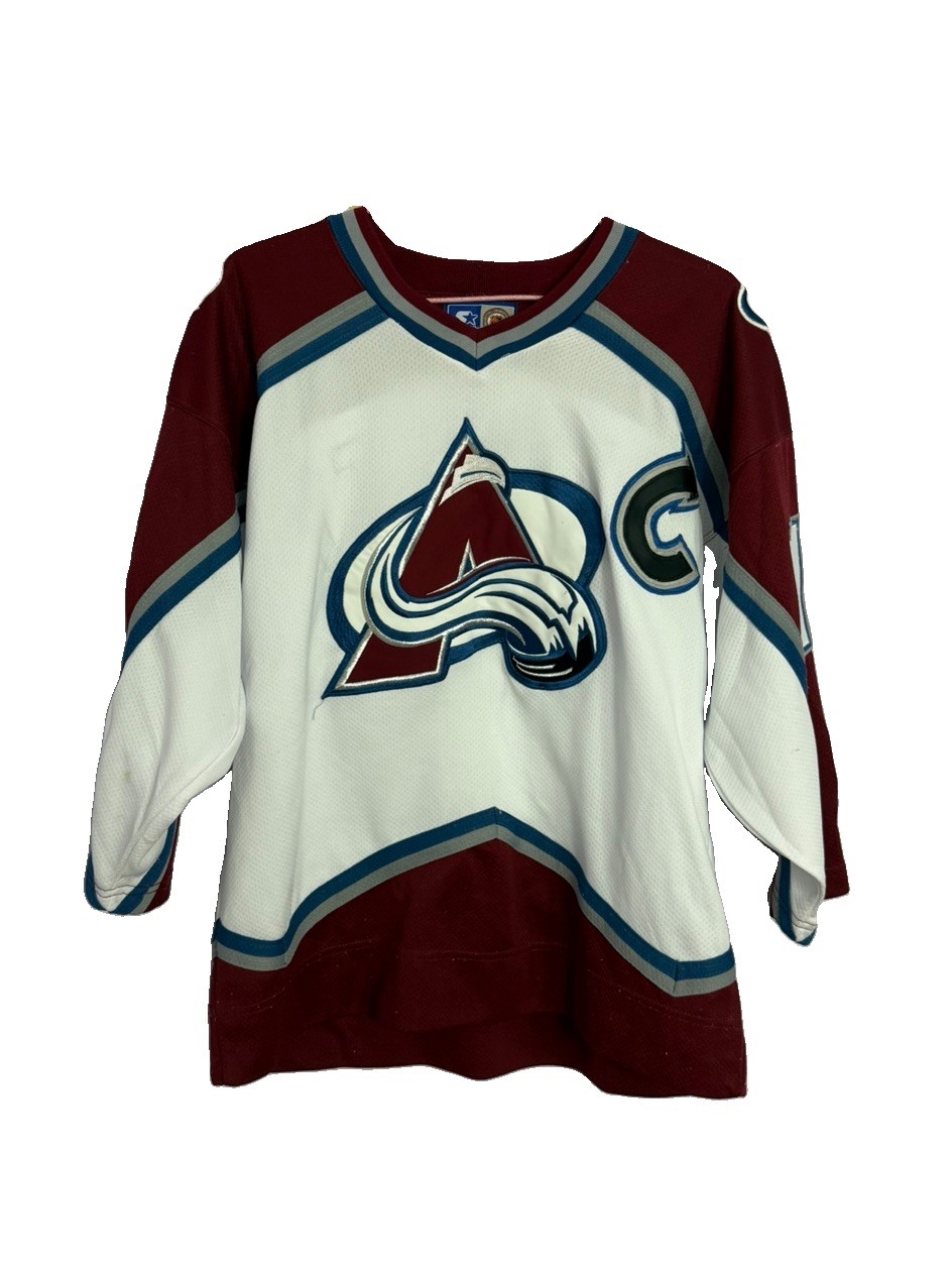 VTG Colorado Avalanche Starter Jersey Mens Medium Stitched White NHL Hockey VTG Colorado Avalanche Starter Jersey Mens Medium Stitched White NHL Hockey