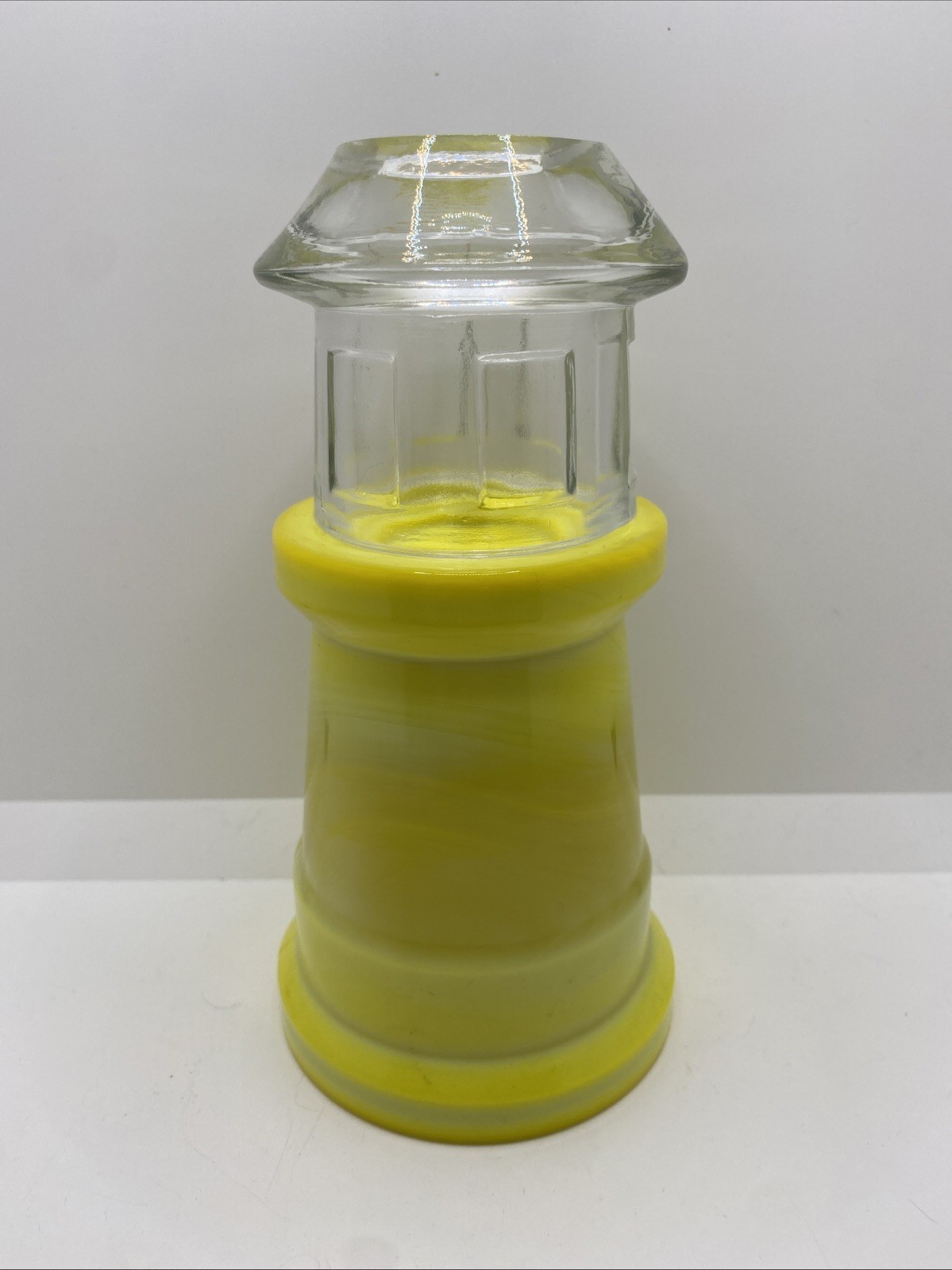 HTF Fenton Art Glass Dandelion Lighthouse Fairy Lamp Cadmium Glows 8\ HTF Fenton Art Glass Dandelion Lighthouse Fairy Lamp Cadmium Glows 8\