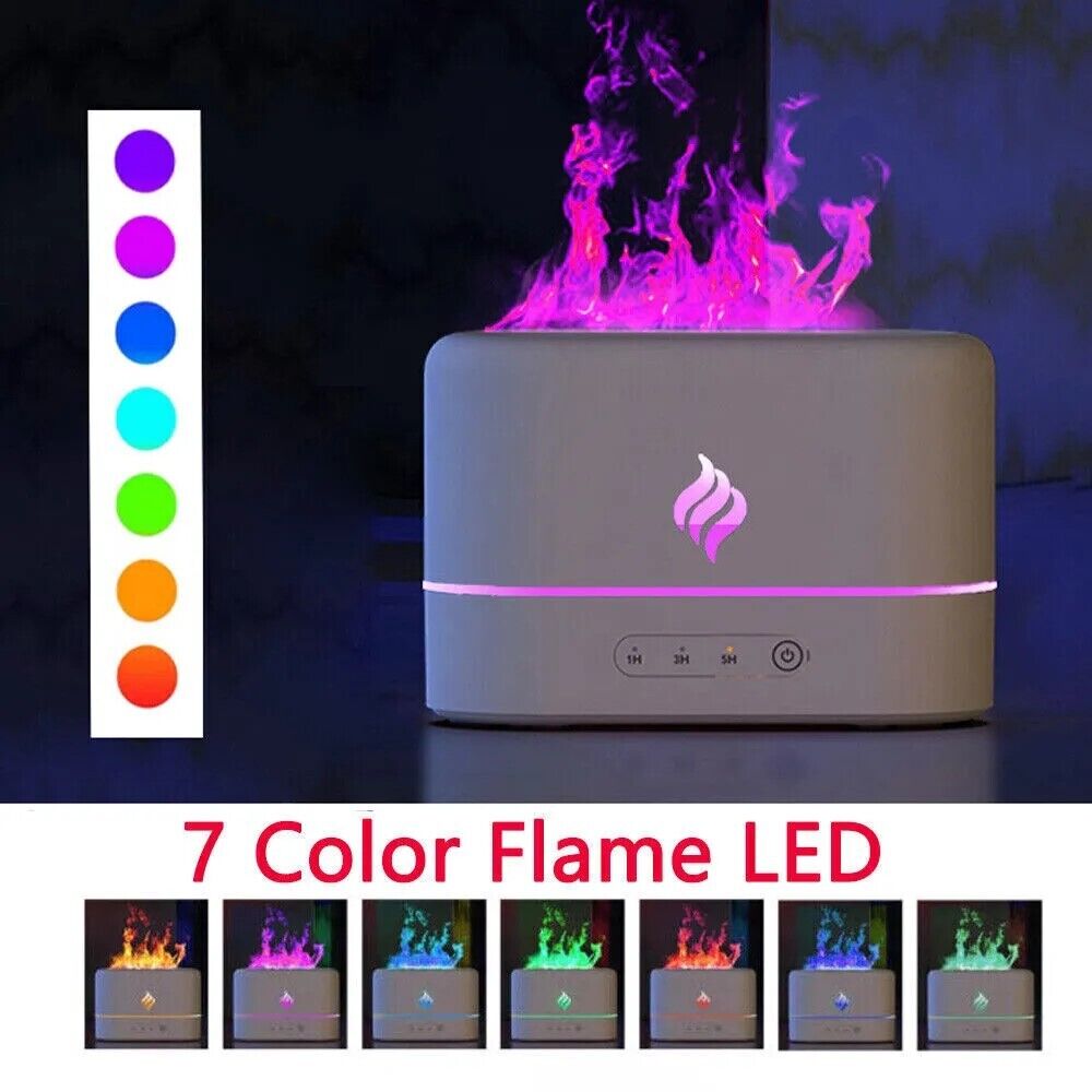250ml USB Air Humidifier Essential Oil Aroma Diffuser 3D Flame Mist Home Decor