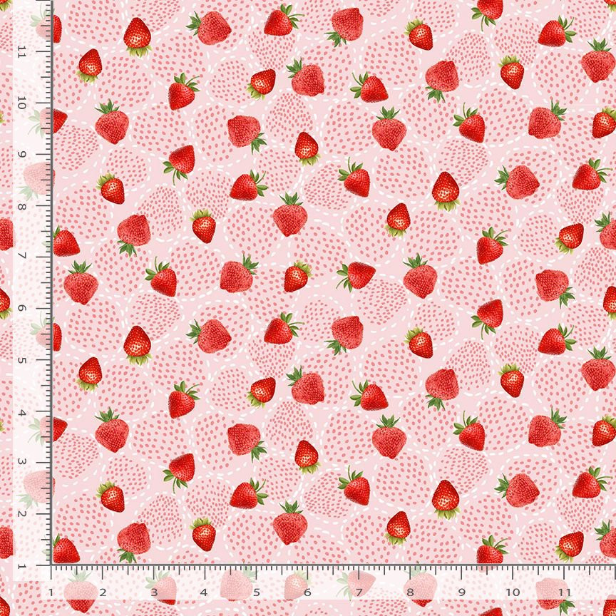 Food Fabric | Berry Sweet Dotty Strawberry Pink | Timeless Treasures YARD