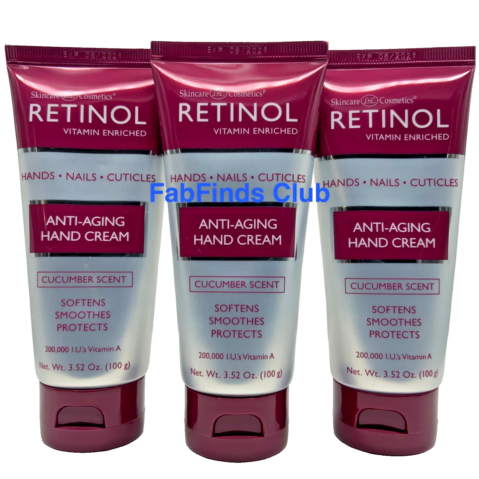 3x Retinol Hand Cream CUCUMBER Scent Sealed Hands,Nails,Cuticles 3.52oz each