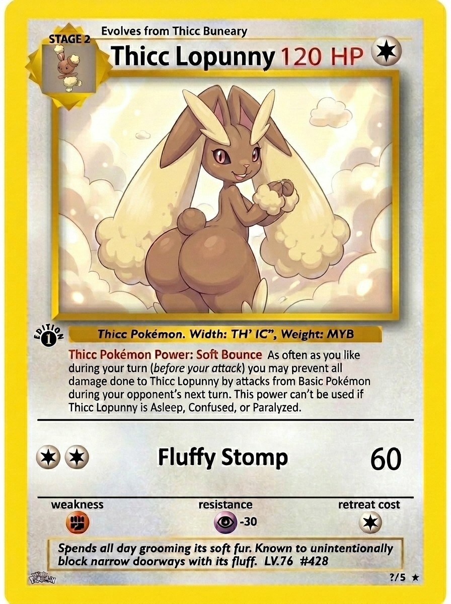 Pokemon Inspired Card Thicc Lopunny For Gift / Display