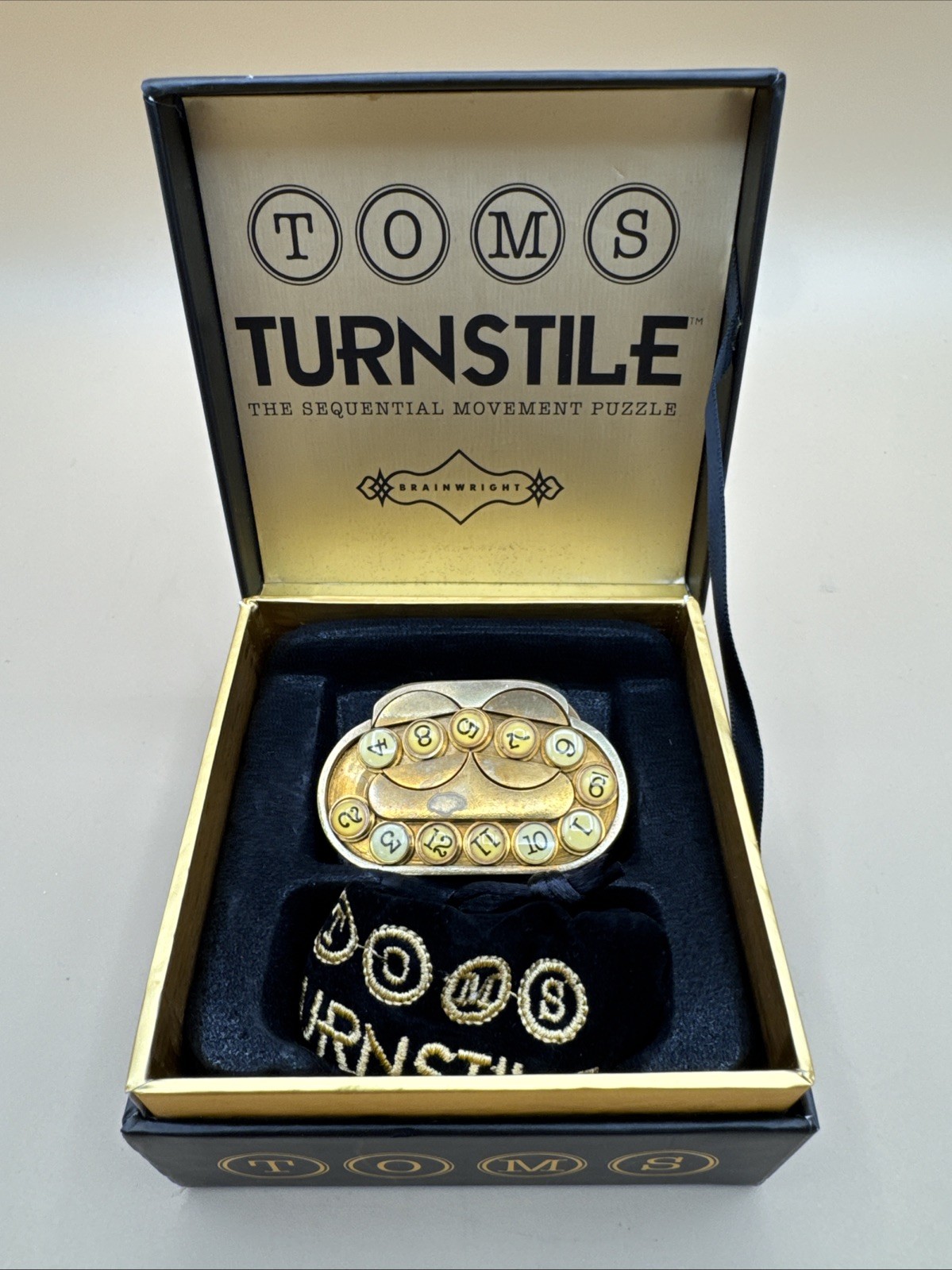 RARE Tom\'s Turnstile BRASS Puzzle Brainwright Sequential Movement Original Box