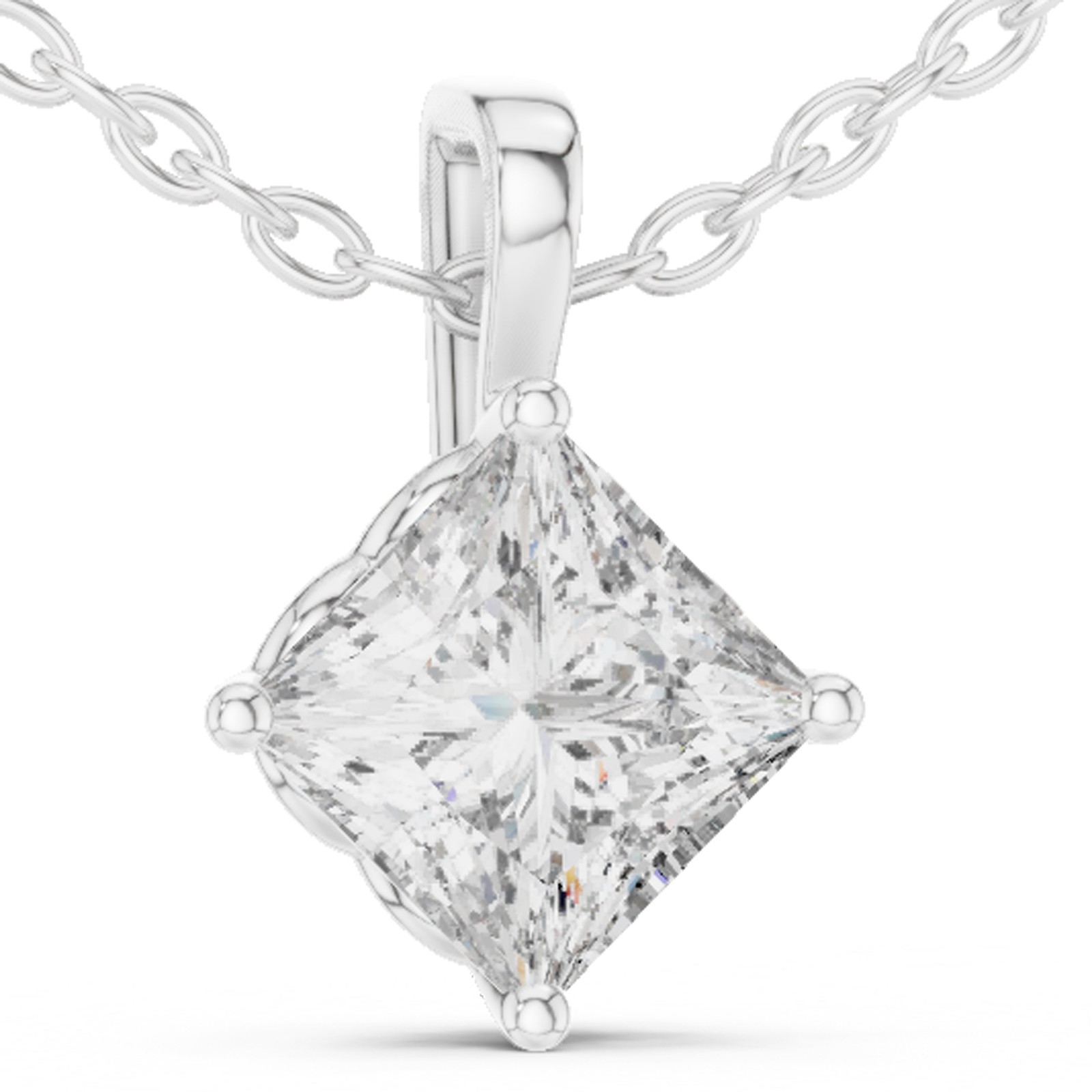 Princess 1.00 Ct Certified Lab Grown Diamond Proposal Pendant 14K Gold Over Princess 1.00 Ct Certified Lab Grown Diamond Proposal Pendant 14K Gold Over