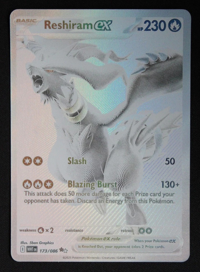 Reshiram ex 173/086 Secret Rare – White Flare – 230 HP – Fire – NM Condition Reshiram ex 173/086 Secret Rare – White Flare – 230 HP – Fire – NM Condition