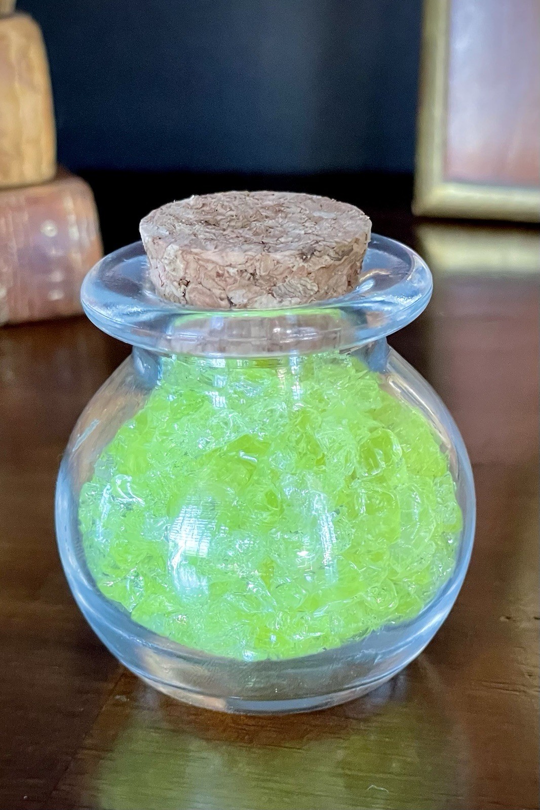 Vaseline Uranium Glass Curio Bottle - Czech Coarse Frit UV Reactive 65g