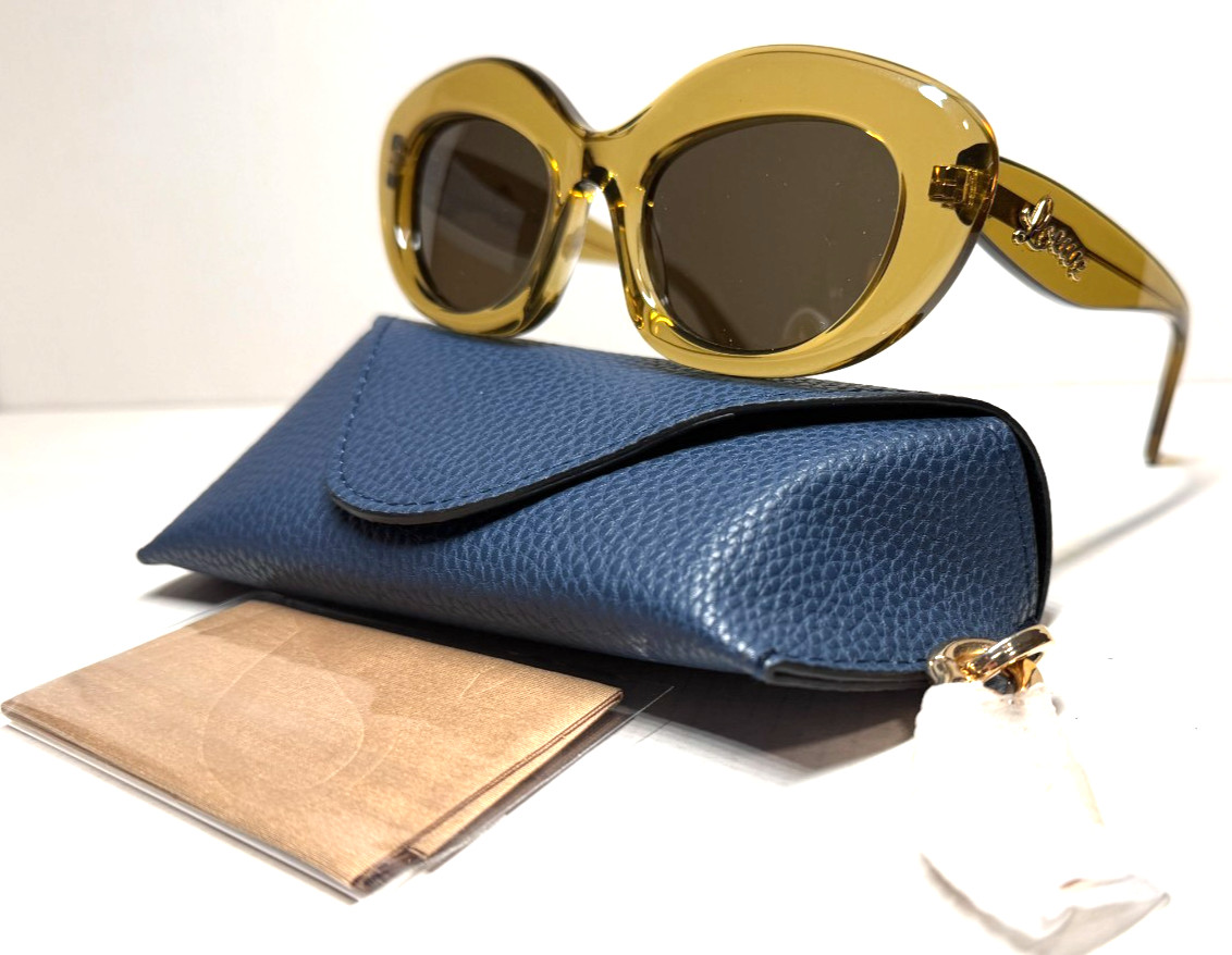 LOEWE CURVY LW 40153I 96E CRYSTAL OLIVE W/BROWN LENS AUTHENTIC SUNGLASSES 51-20