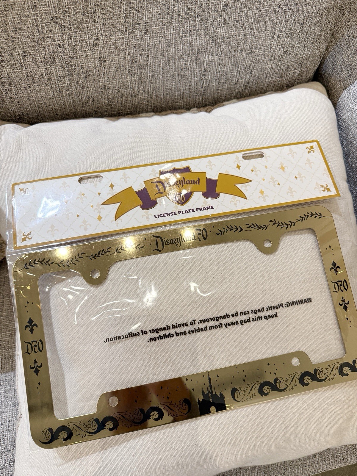2026 Disneyland Resort 70th Anniversary Metal Gold Color License Plate Frame New 2026 Disneyland Resort 70th Anniversary Metal Gold Color License Plate Frame New