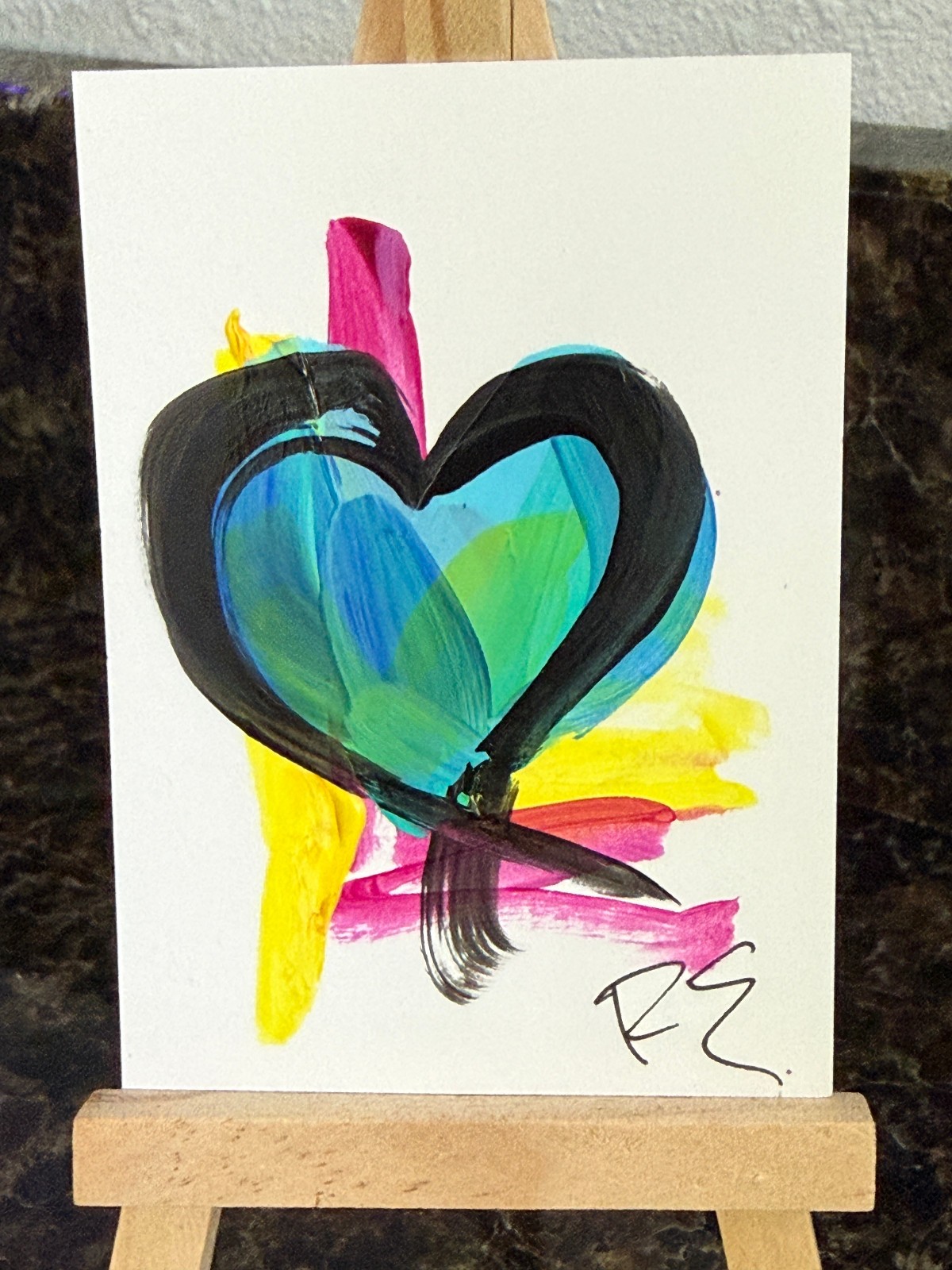 ACEO/ATC Original Acrylic Mini Heart Painting \