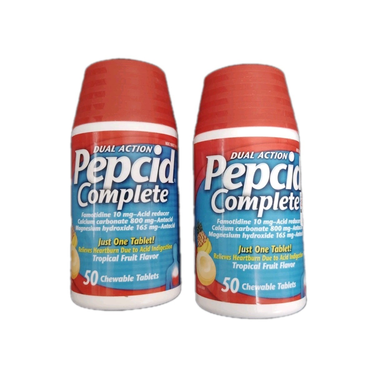 PEPCID COMPLETE 2 X 50 (100)  TROPICAL FRUIT FLAVOR  CHEWABLE TABLETS EX 09/2027