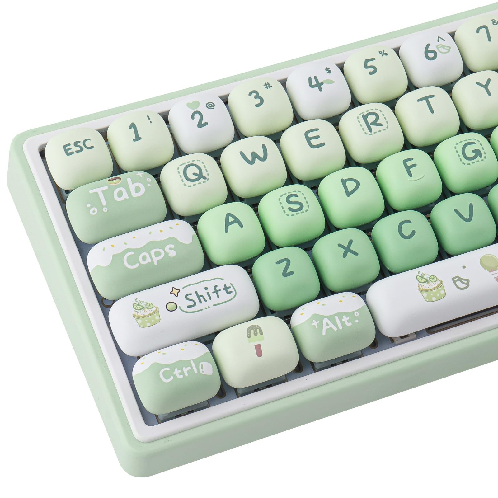 PBT Keycaps 144 Keys Cute Green Dessert Cream Keycaps Mechanical
