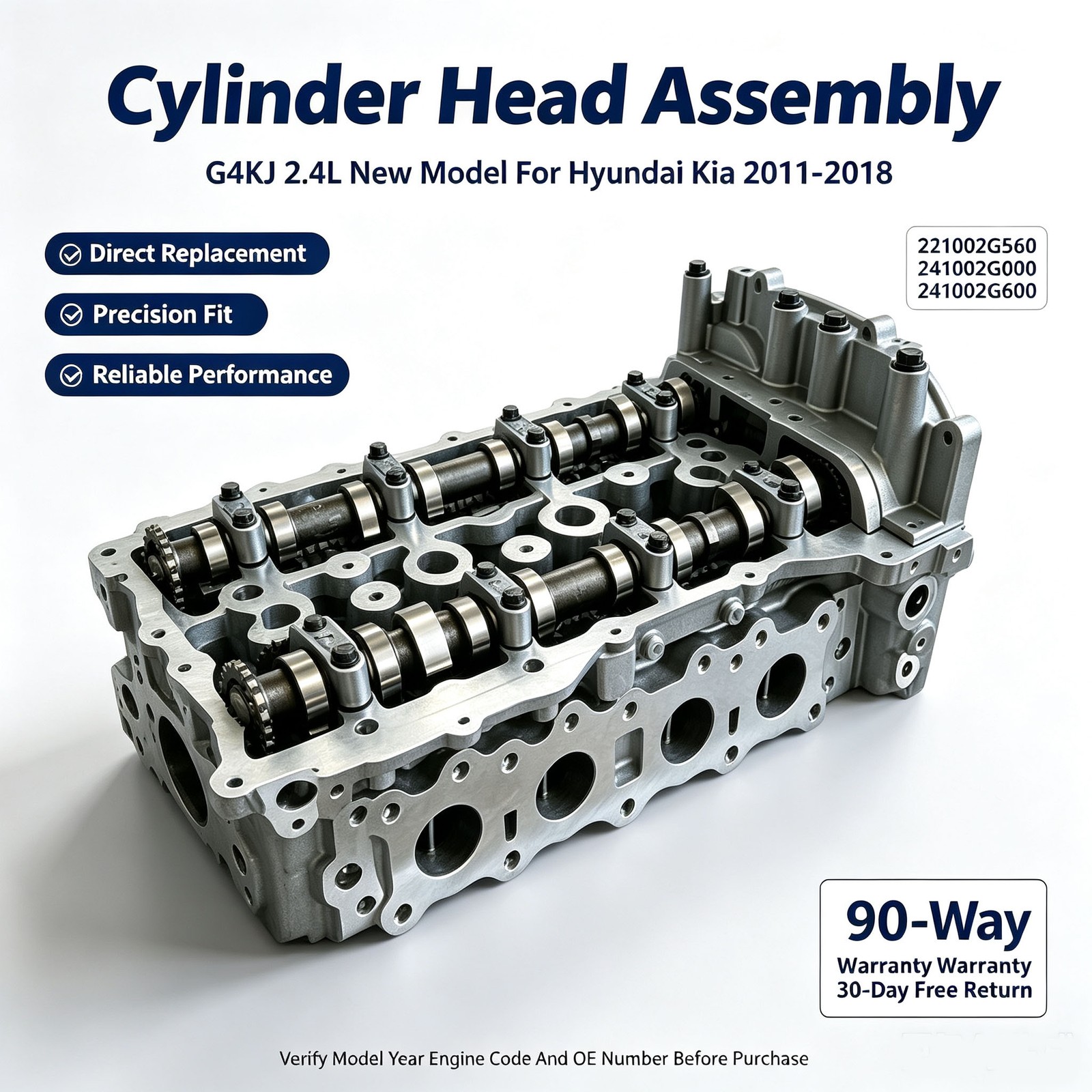 G4KJ 2.4L Cylinder Head Assembly For Hyundai Sonata Santa Fe Kia Optima 2015-20