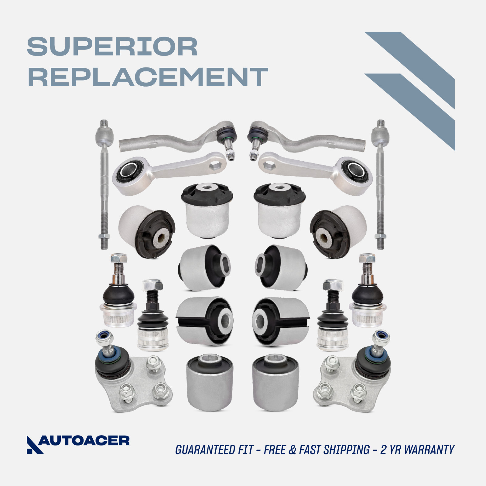 AUTOACER - 22p Front Suspension Bushings Ball Joints Links Tie Rods For Mercedes