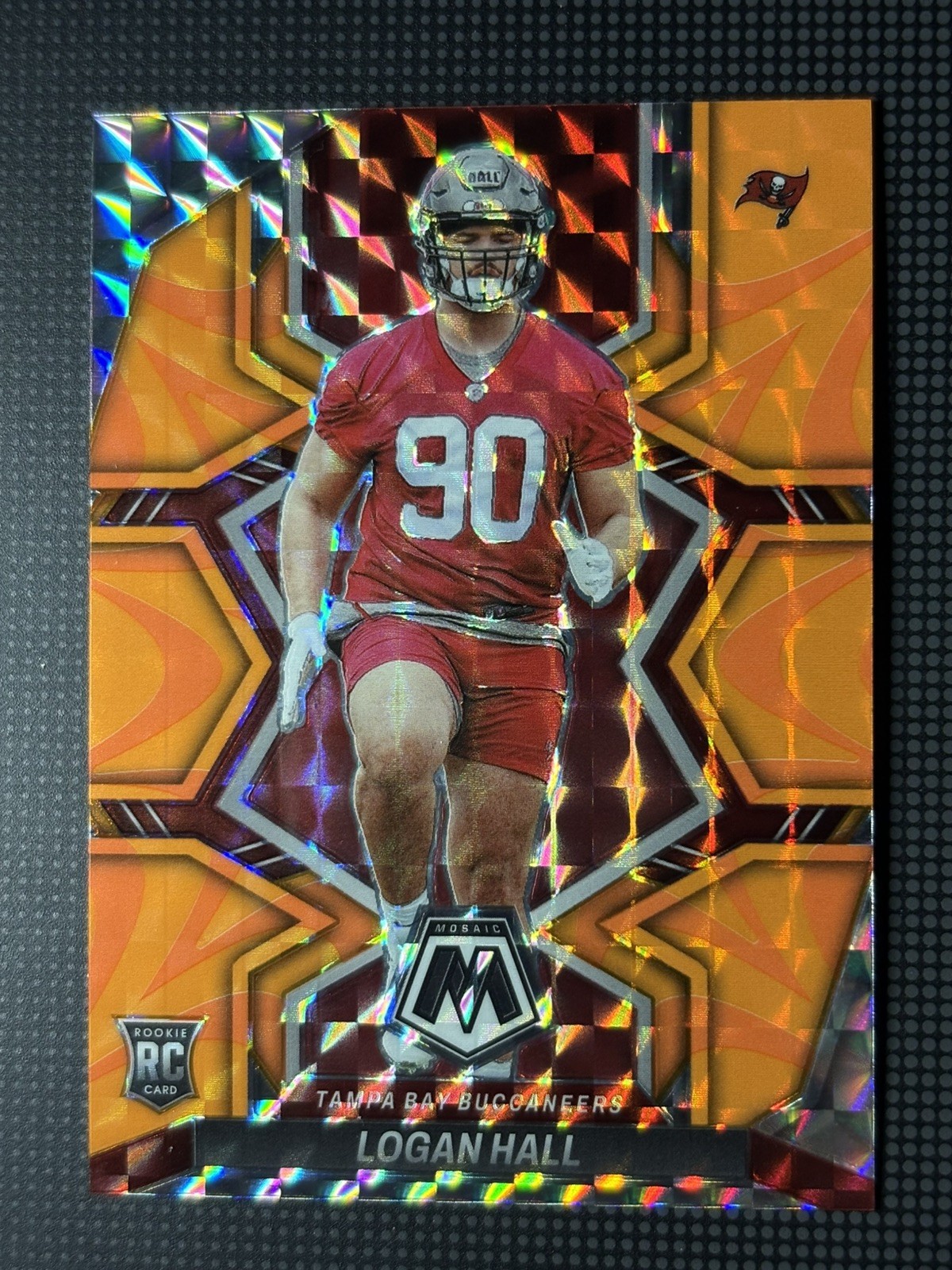 2022 Panini Mosaic Football - Logan Hall RC - Orange Reactive Prizm Rookie #380