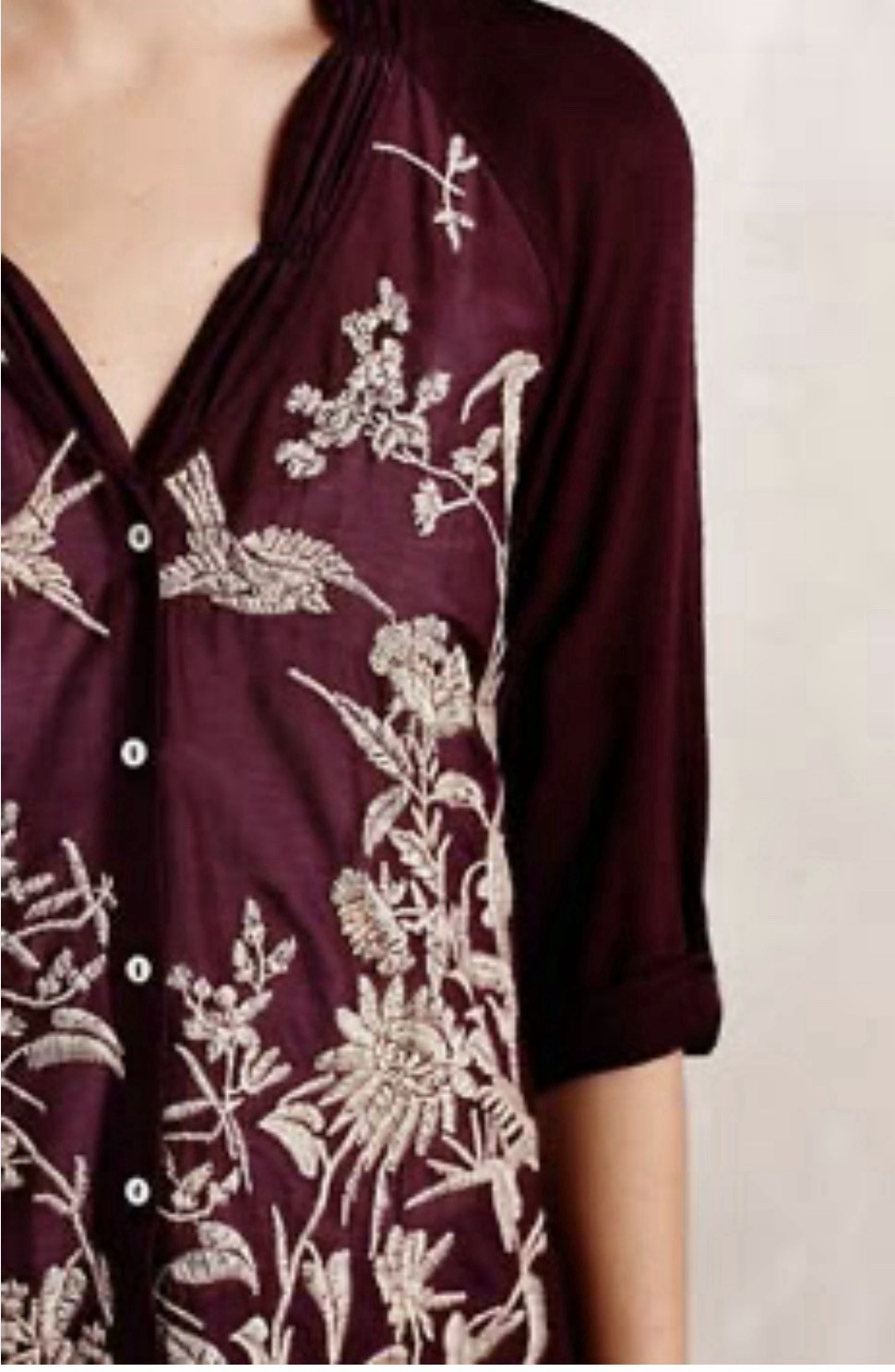 Tiny by Anthropologie Embroidered Jersey Top Women\'s Medium Birds Boho Purple Tiny by Anthropologie Embroidered Jersey Top Women\'s Medium Birds Boho Purple