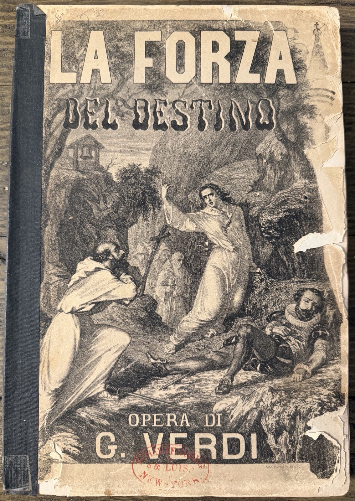Verdi La Forza del Destino Piano Vocal Score Escudier Paris c1863 Antique