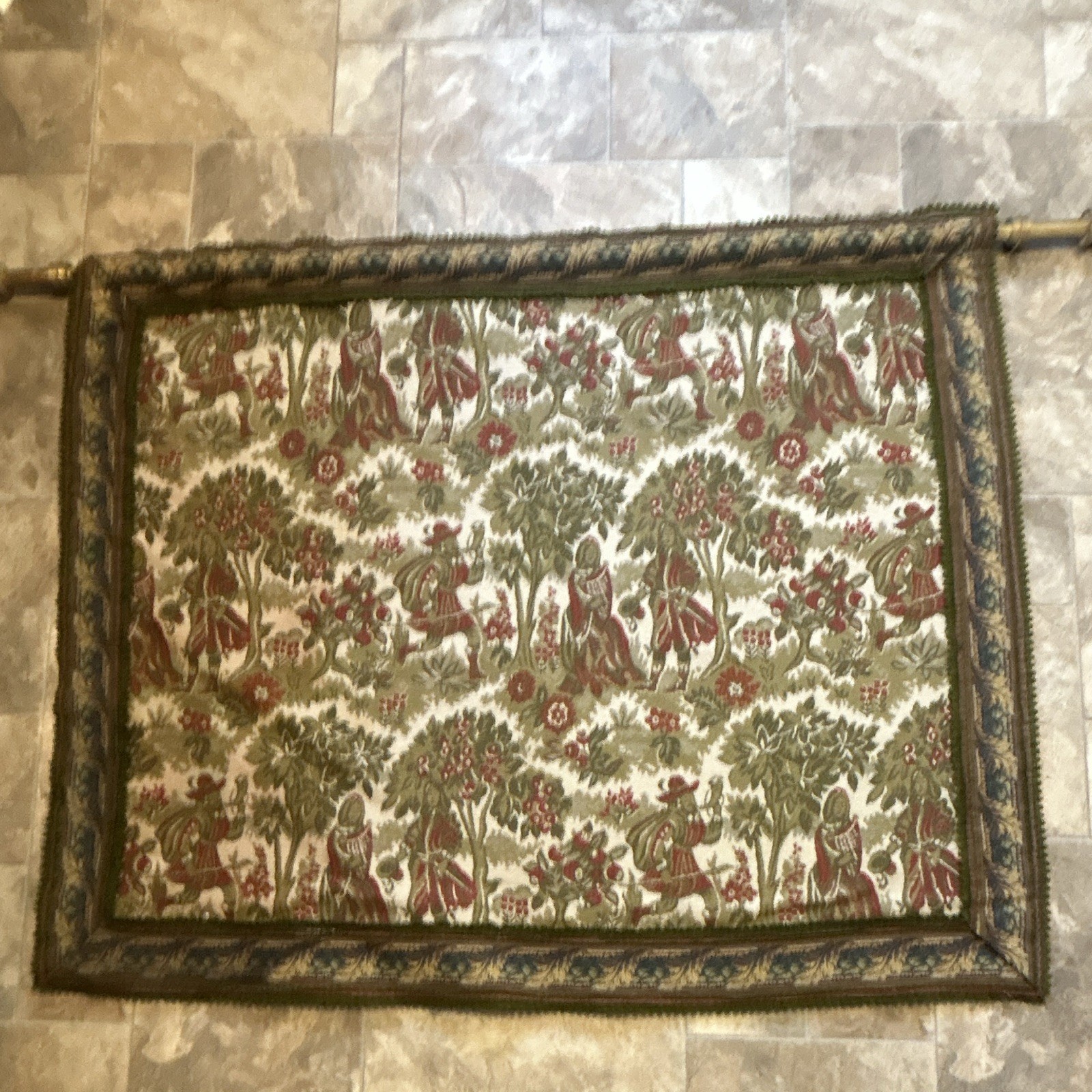 Hand Knotted Semi Antique French Tapestry 40X 51 Hand Knotted Semi Antique French Tapestry 40X 51