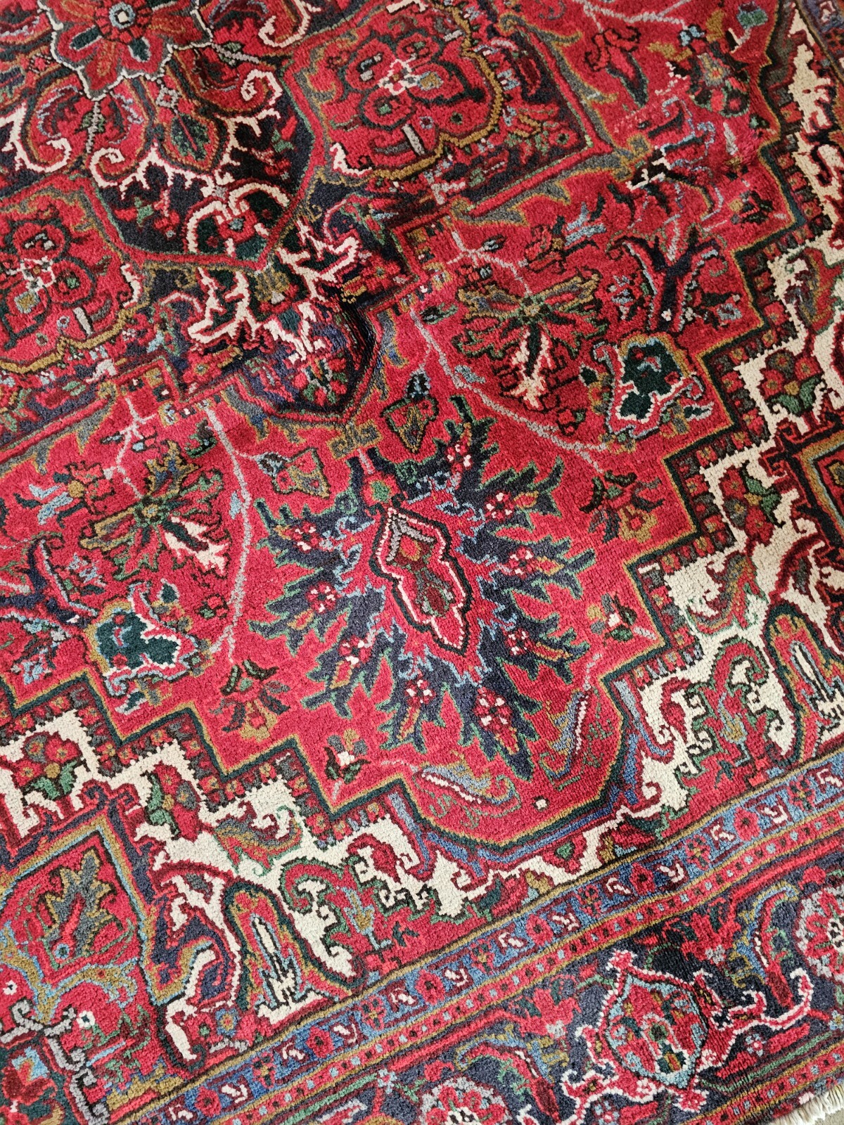 7x10 or 7x9.8 VINTAGE VEG DYE SERAPI HERIZ RUG ANTIQUE KAZAK CAUCASIAN