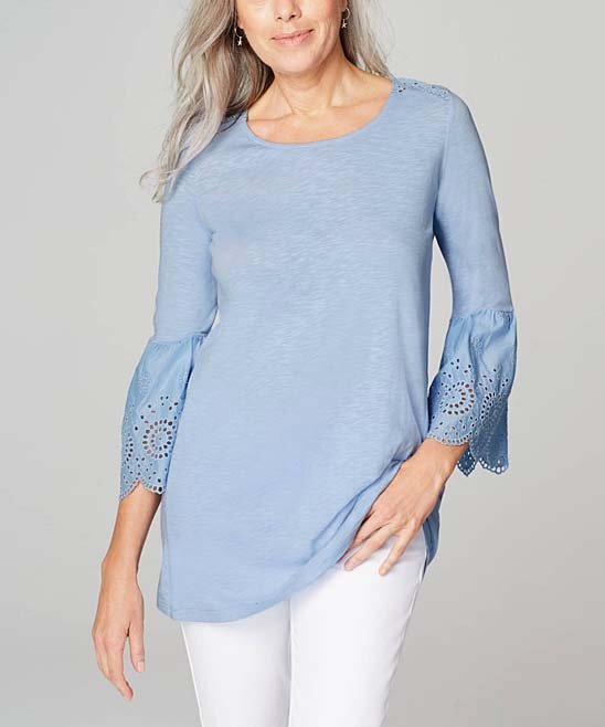 J.Jill Cornflower Eyelet Mixed-Media Tunic Size: medium J.Jill Cornflower Eyelet Mixed-Media Tunic Size: medium