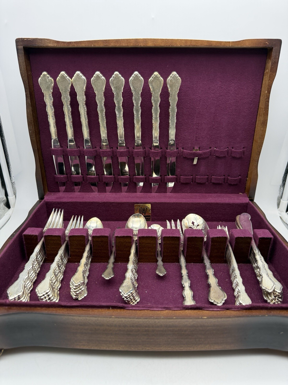 Oneida Community Duet Flatware Set 60 Pieces Set & Wooden Case