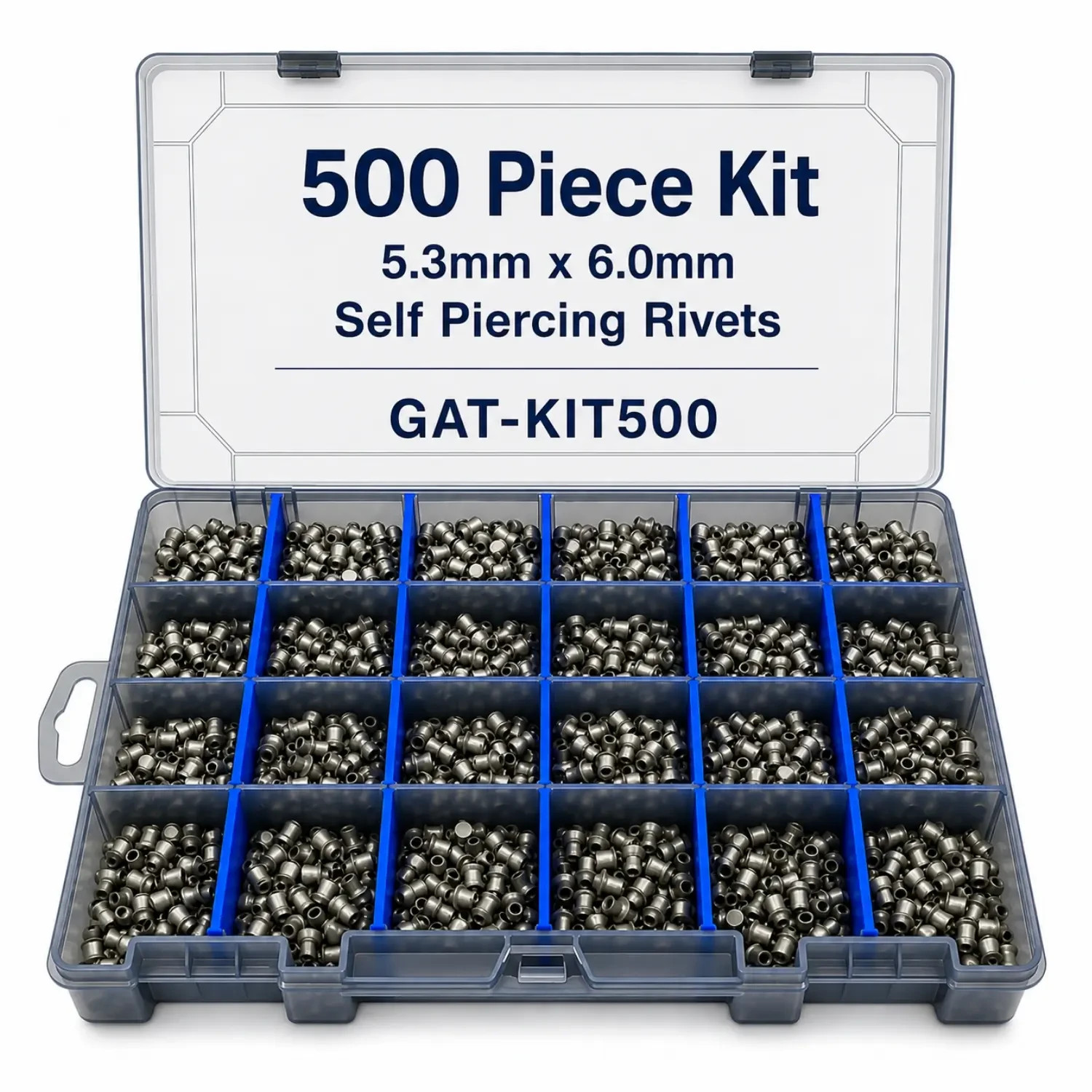 Grade A Tools 500 Piece Self Piercing Rivet Kit 5.3mm X 6.0mm - SPR Rivet Kit Grade A Tools 500 Piece Self Piercing Rivet Kit 5.3mm X 6.0mm - SPR Rivet Kit