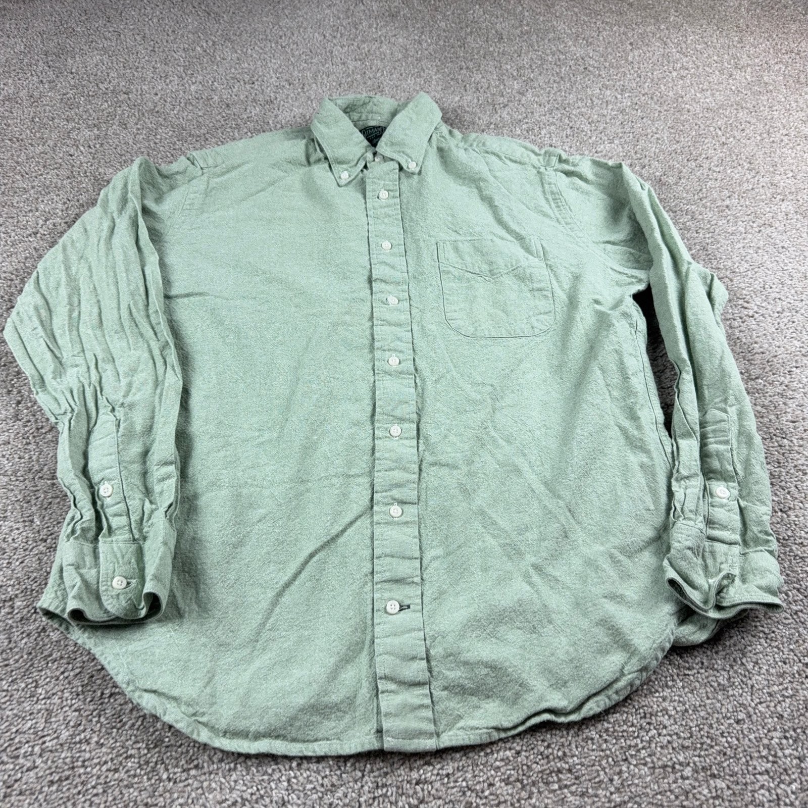 Gitman Bros Shirt Mens Large Green Vintage Cotton Linen Chambray Button Up Gitman Bros Shirt Mens Large Green Vintage Cotton Linen Chambray Button Up