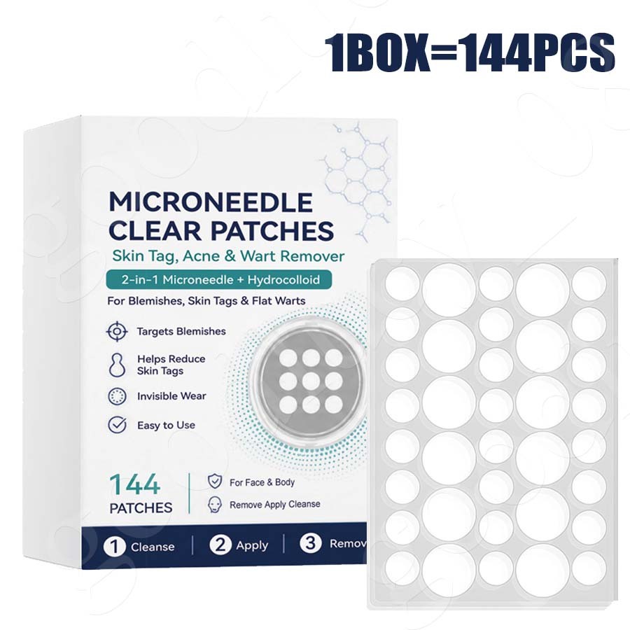 1/2X Curalona 2-in-1 Microneedle Patches,Hydrocolloid Skin Tag Wart Acne Remover