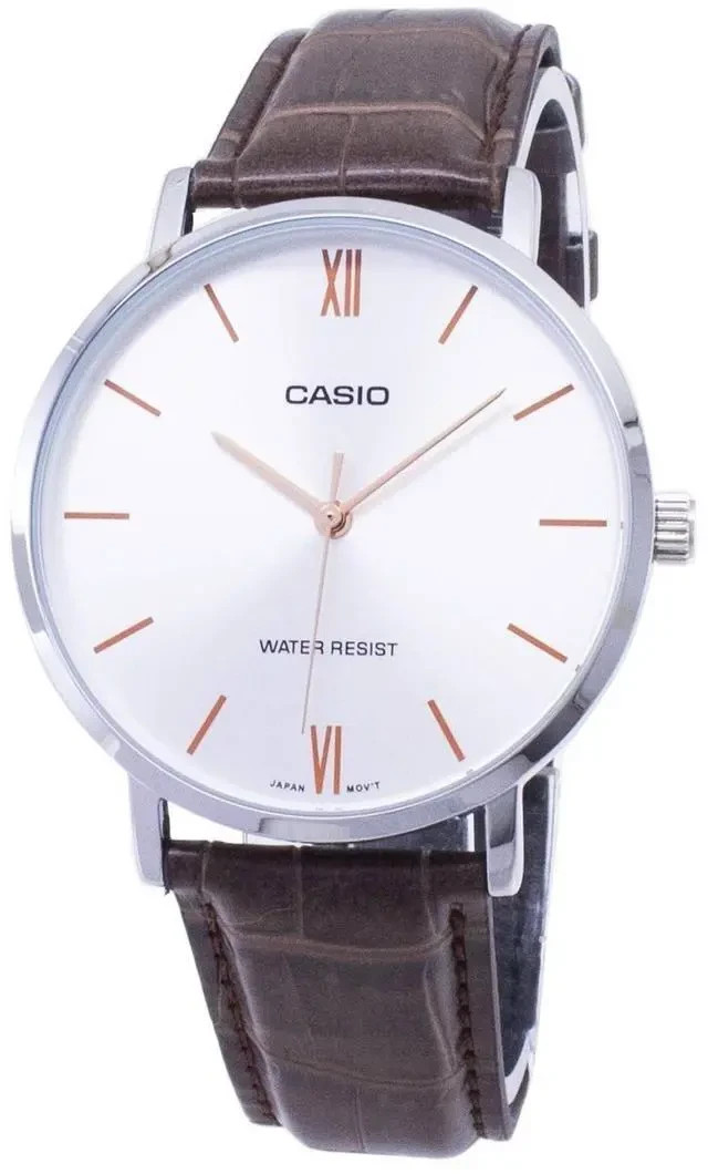 Casio MTP-VT01L-7B2 NEW Men\'s Analog Watch silver dial Brown Leather Strap Casio MTP-VT01L-7B2 NEW Men\'s Analog Watch silver dial Brown Leather Strap