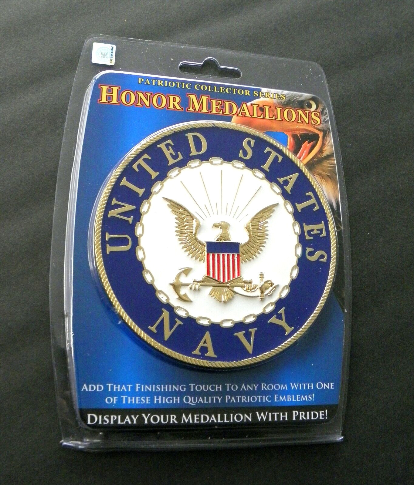 Navy USN Large Round Honor Medallion 4 inches Metal Enamel