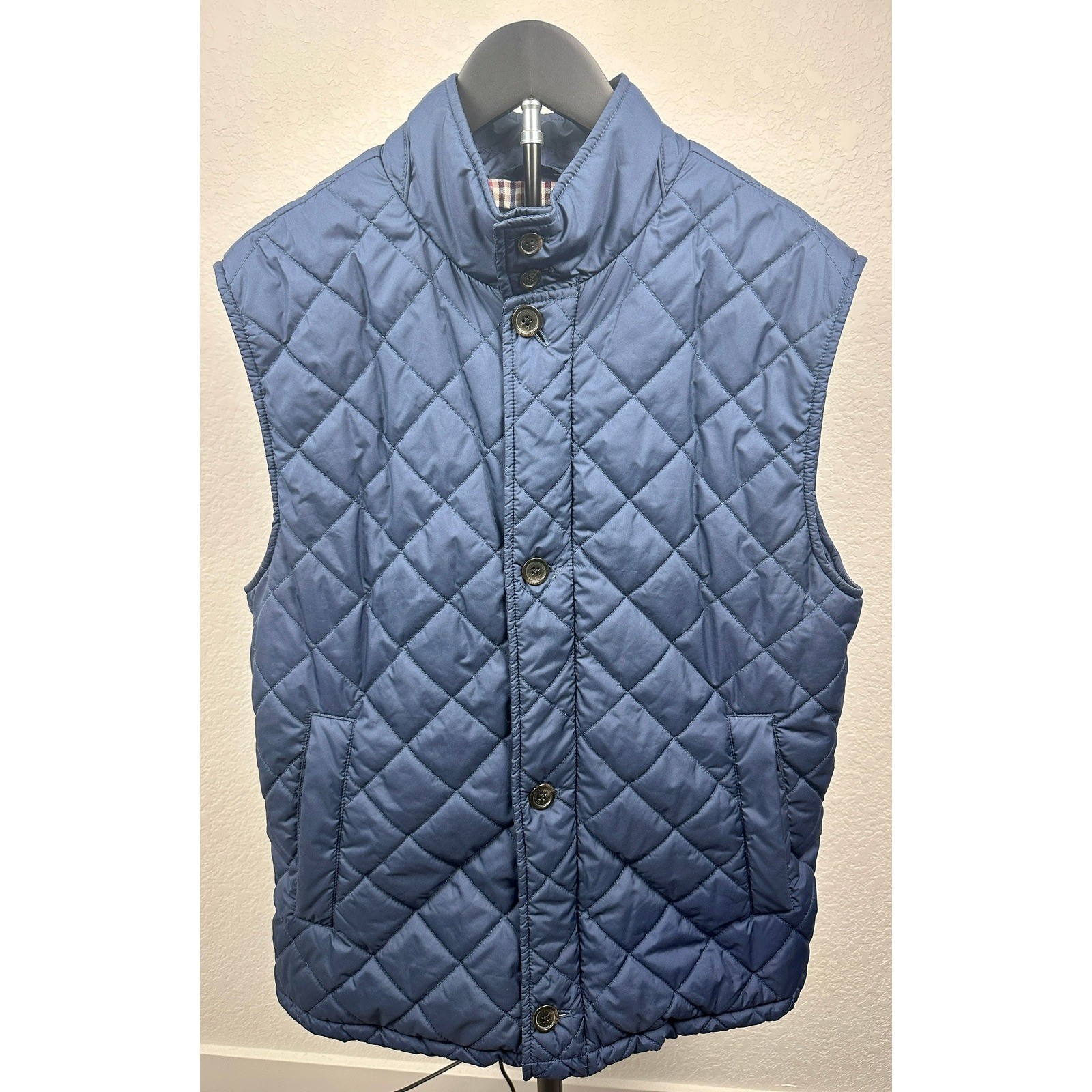 Brooks Brothers 346 Quilted Vest Navy Blue Medium