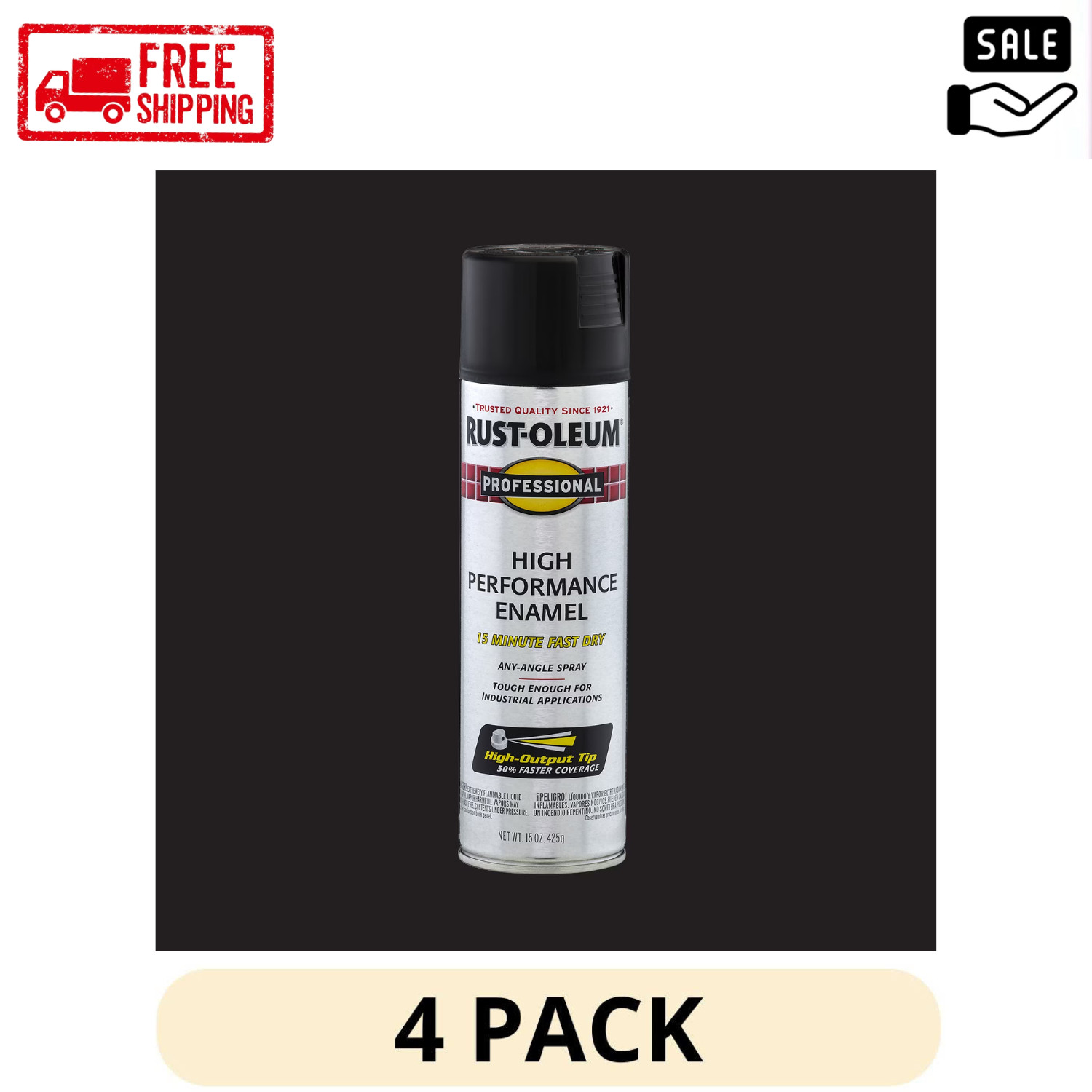 4 Pack Rust-Oleum Professional High Performance Flat Enamel Spray Black 15 Oz 4 Pack Rust-Oleum Professional High Performance Flat Enamel Spray Black 15 Oz