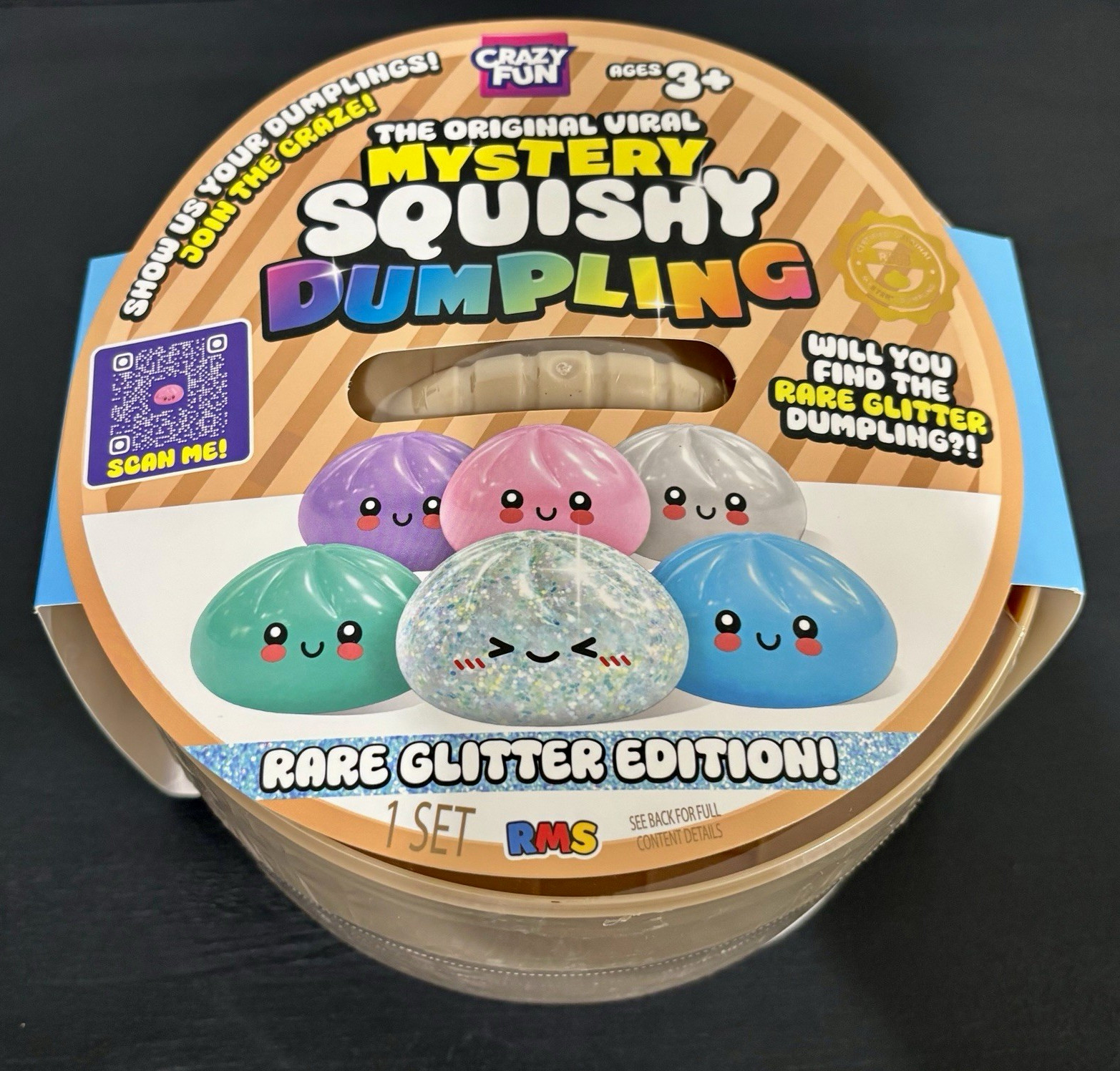 RMS Crazy Fun Mystery Squishy Dumpling Rare 7” Jumbo Glitter Edition NEW Sealed