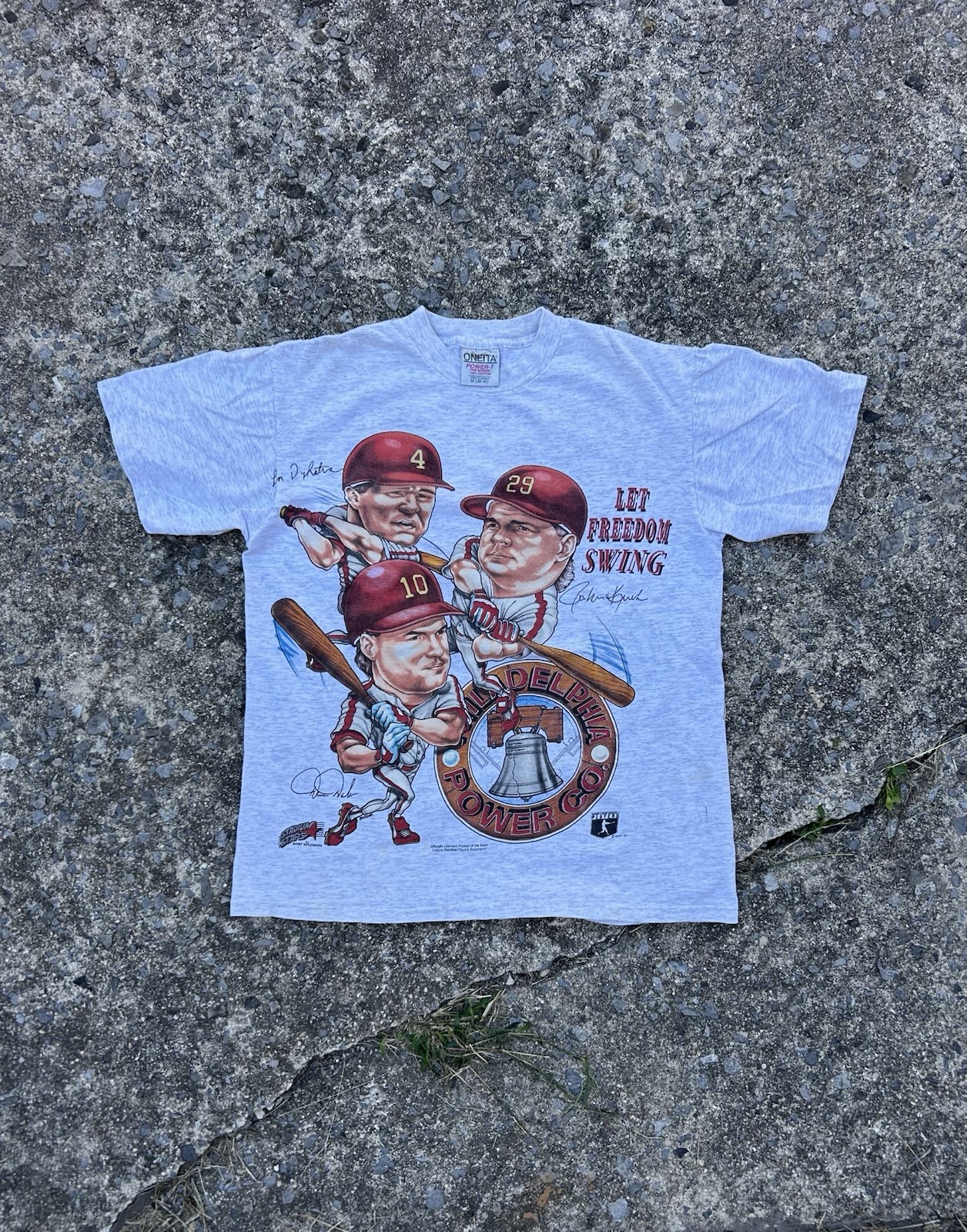 VTG Rare 90s Philadelphia Phillies Caricature Shirt Oneita Men's Sz M USA