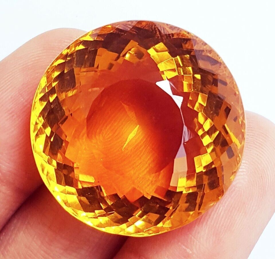 AAA+ 95.40 Ct. Large Yellow Citrine Round Cut Loose Gemstone Women for Pendant