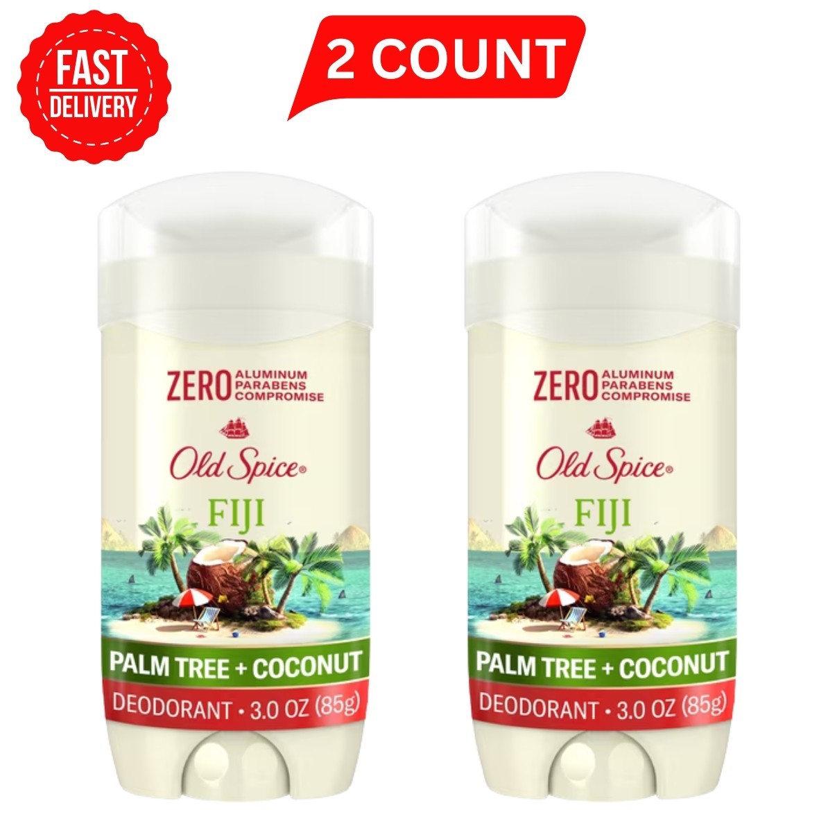Old Spice Deodorant for Men, Aluminum Free, Fiji-Palm Tree + Coconut 3.0 oz Old Spice Deodorant for Men, Aluminum Free, Fiji-Palm Tree + Coconut 3.0 oz